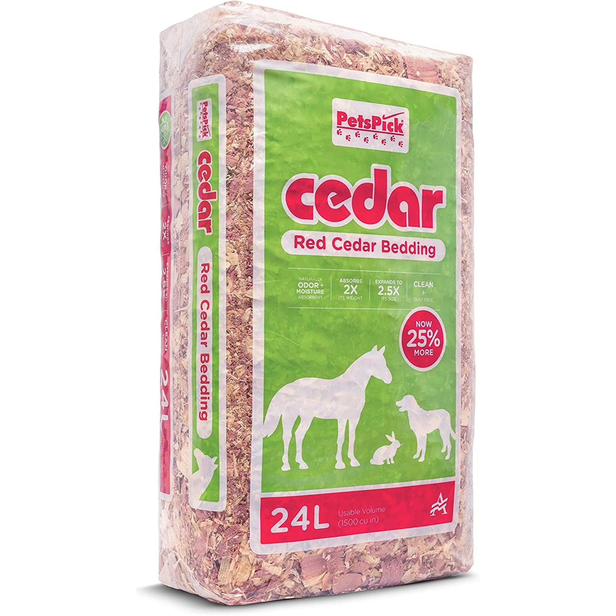 PetsPick Red Cedar Pet Bedding for Dogs, Horses, Small Animals, 24L