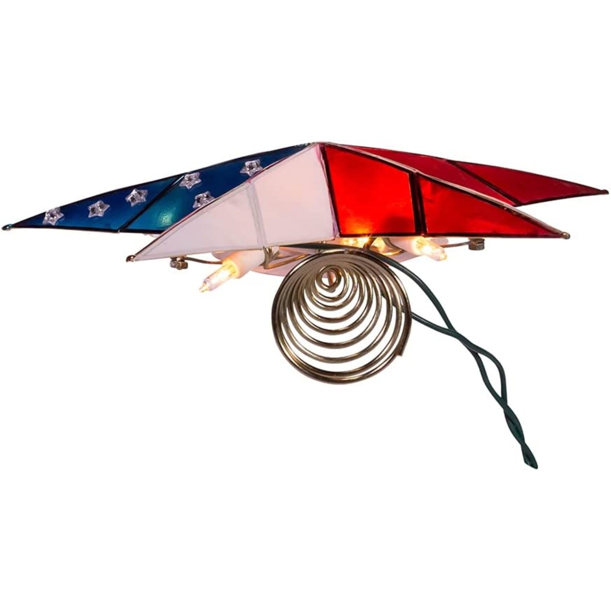 Kurt Adler 5-point, UL 10-Light Capiz American Flag Inspired Star Treetop, 9.84"