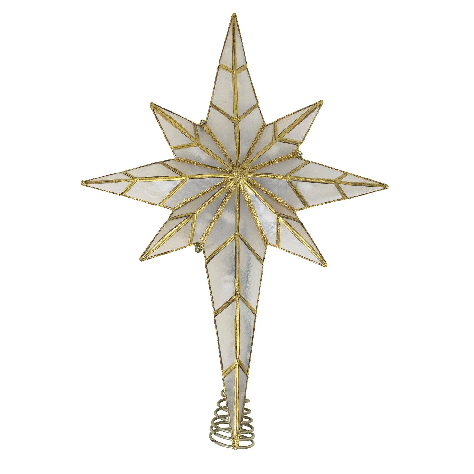 Kurt Adler 10-Light Capiz Christmas Tree Topper, Bethlehem Star, 16.5in