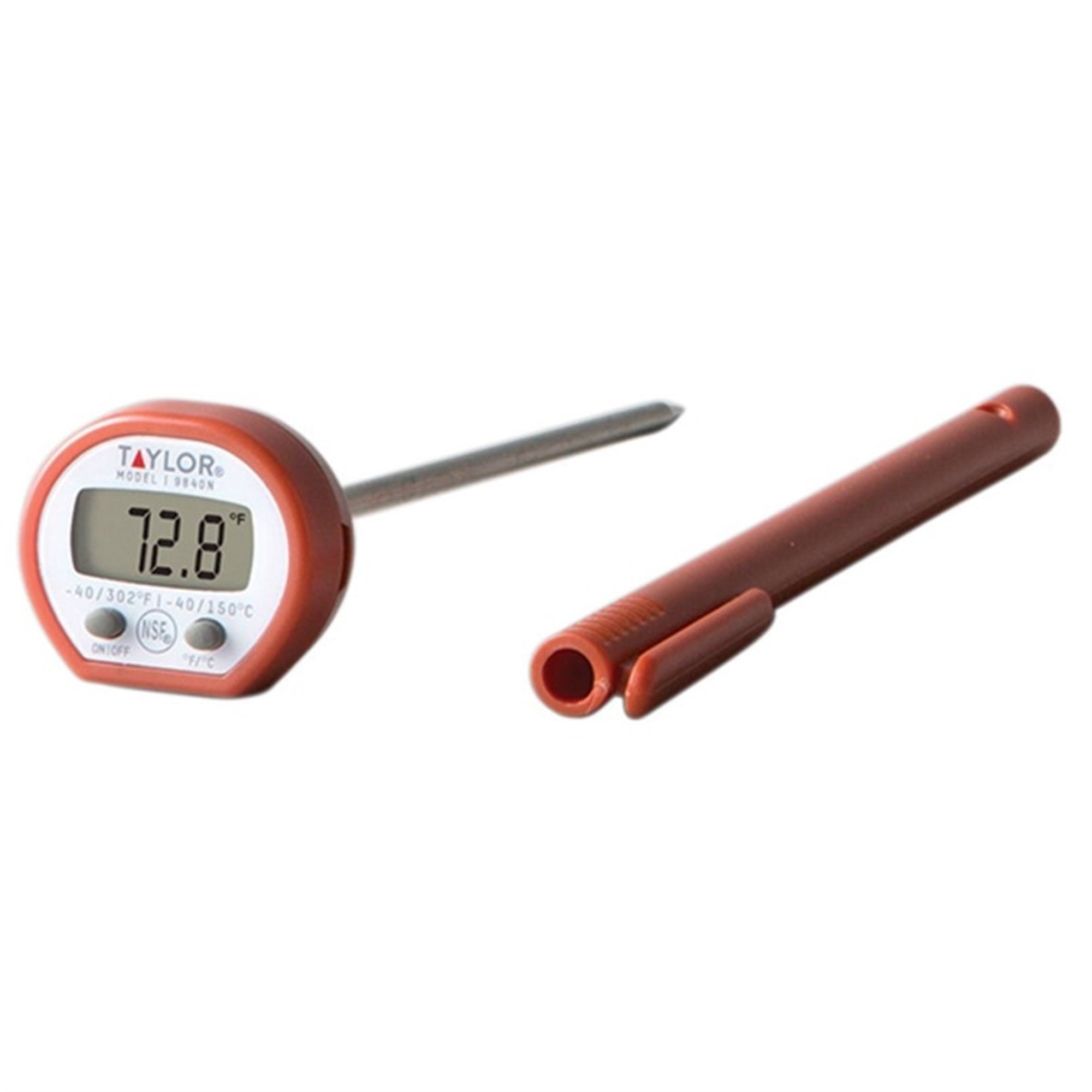 Taylor Precision Products Instant Read Digital Meat Food Grill BBQ Cooking Kitchen Thermometer, Comes with Pocket Sleeve Clip, Red
