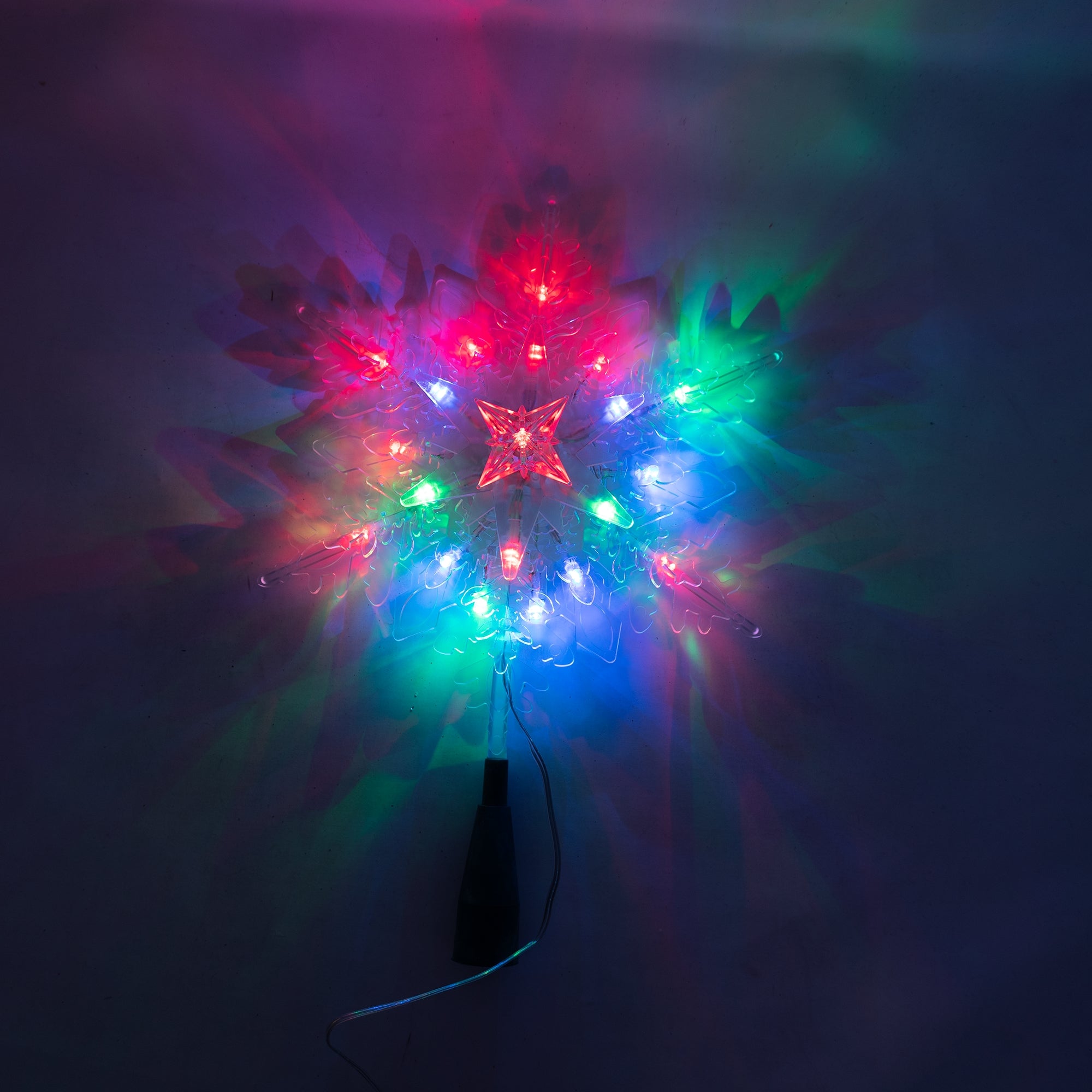Kurt Adler 10 Clear Snowflake Treetopper with Color-Changing RGB LED Bulbs