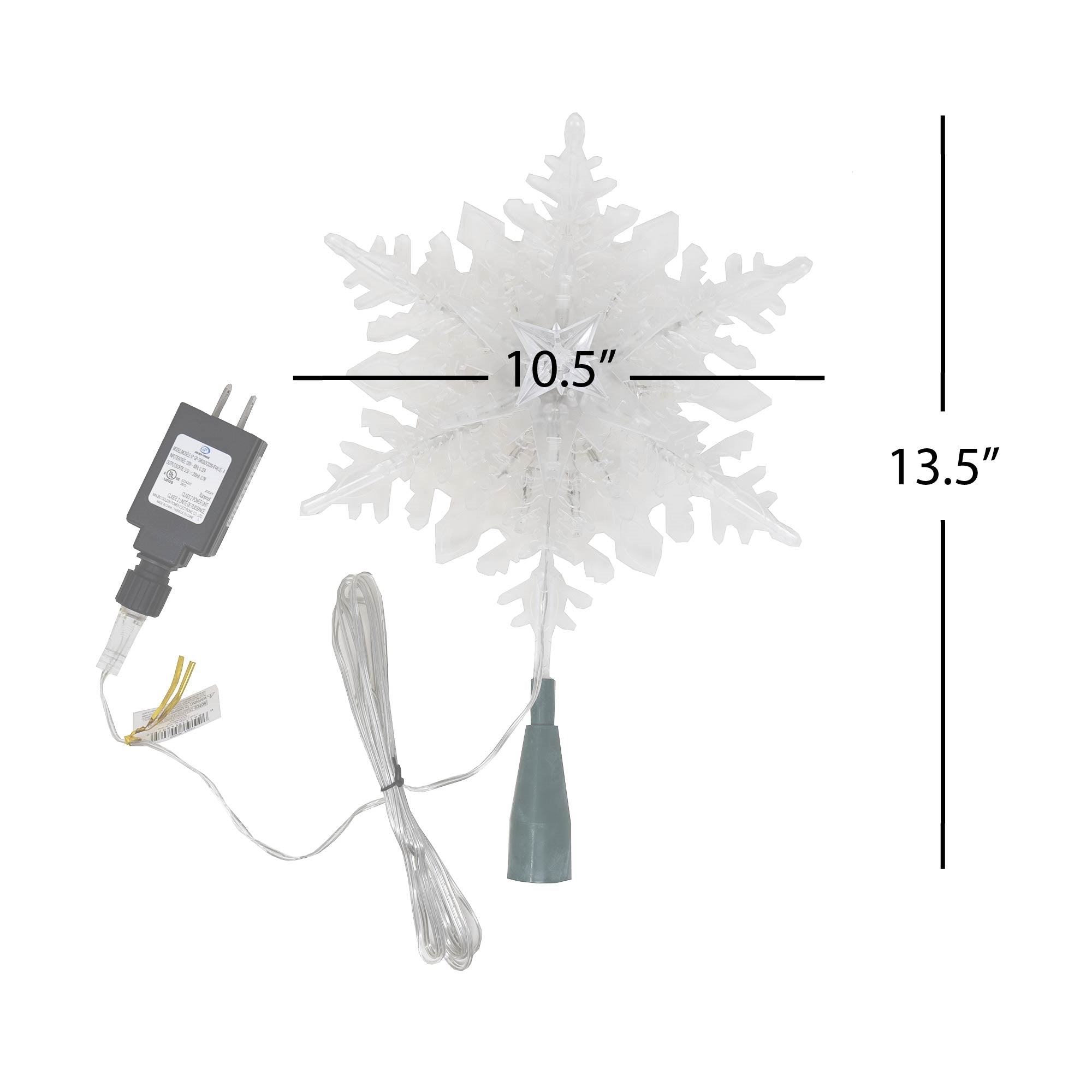 Kurt Adler 10 Clear Snowflake Treetopper with Color-Changing RGB LED Bulbs