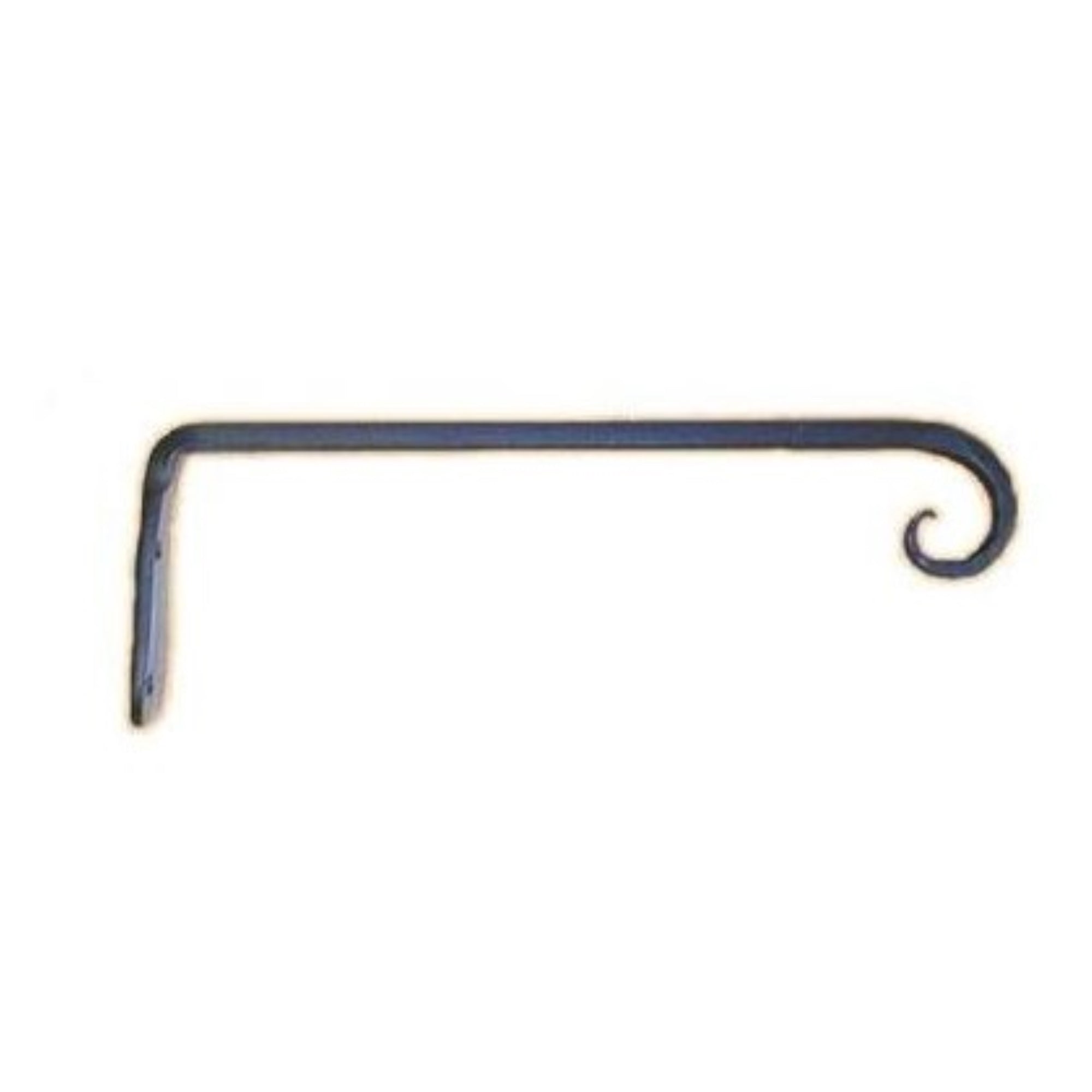 Hookery Black Powder-Coated Steel Straight Hanger Bracket with Down-turned Hook — 10"