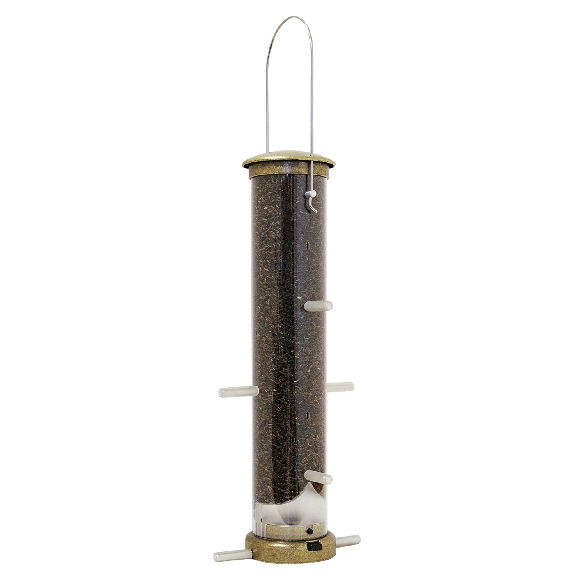 Aspects Quick-Clean Tube Wild Bird Feeder with 8 Perches, 1.25 Quart Capacity, Antique Brass