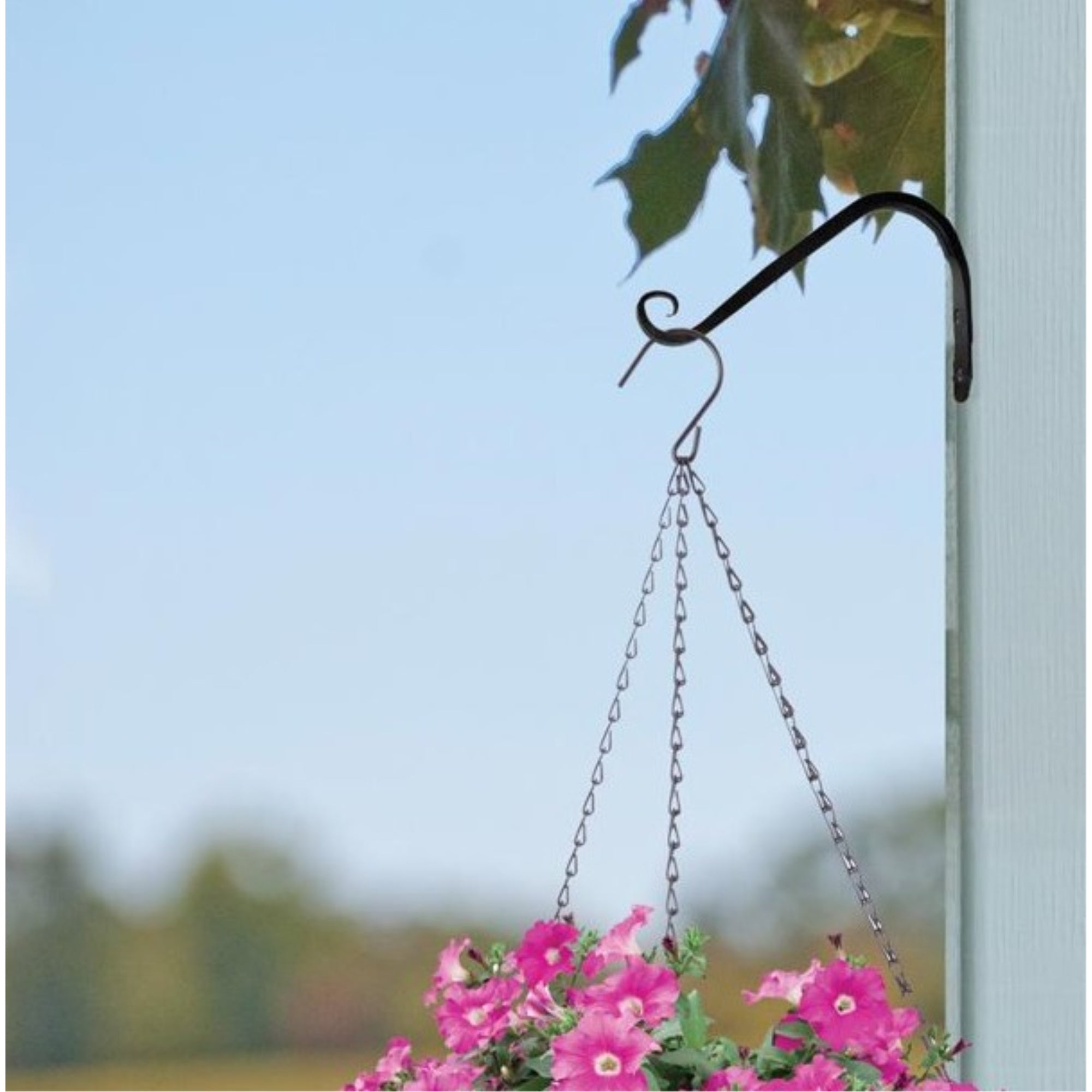 Hookery Angled Upturned Hook Hanger for Planters, Bird Feeders, or Wind Chimes – Outdoor Use, Supports up to 20lb, Black, 6"