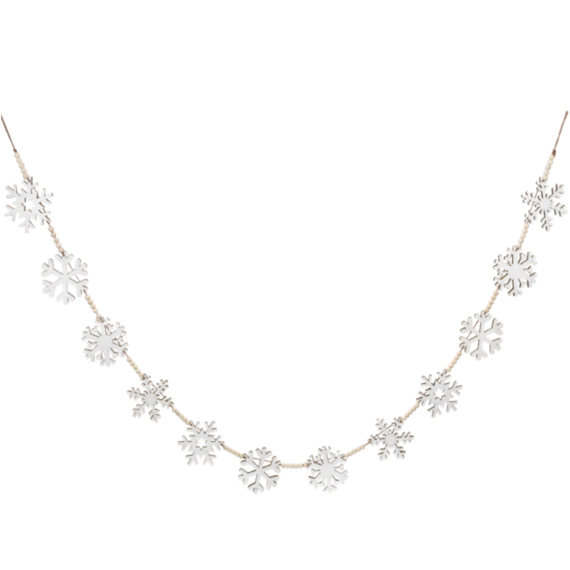 Ganz Wooden Christmas Decoration, Snowflake Garland, 94” Long