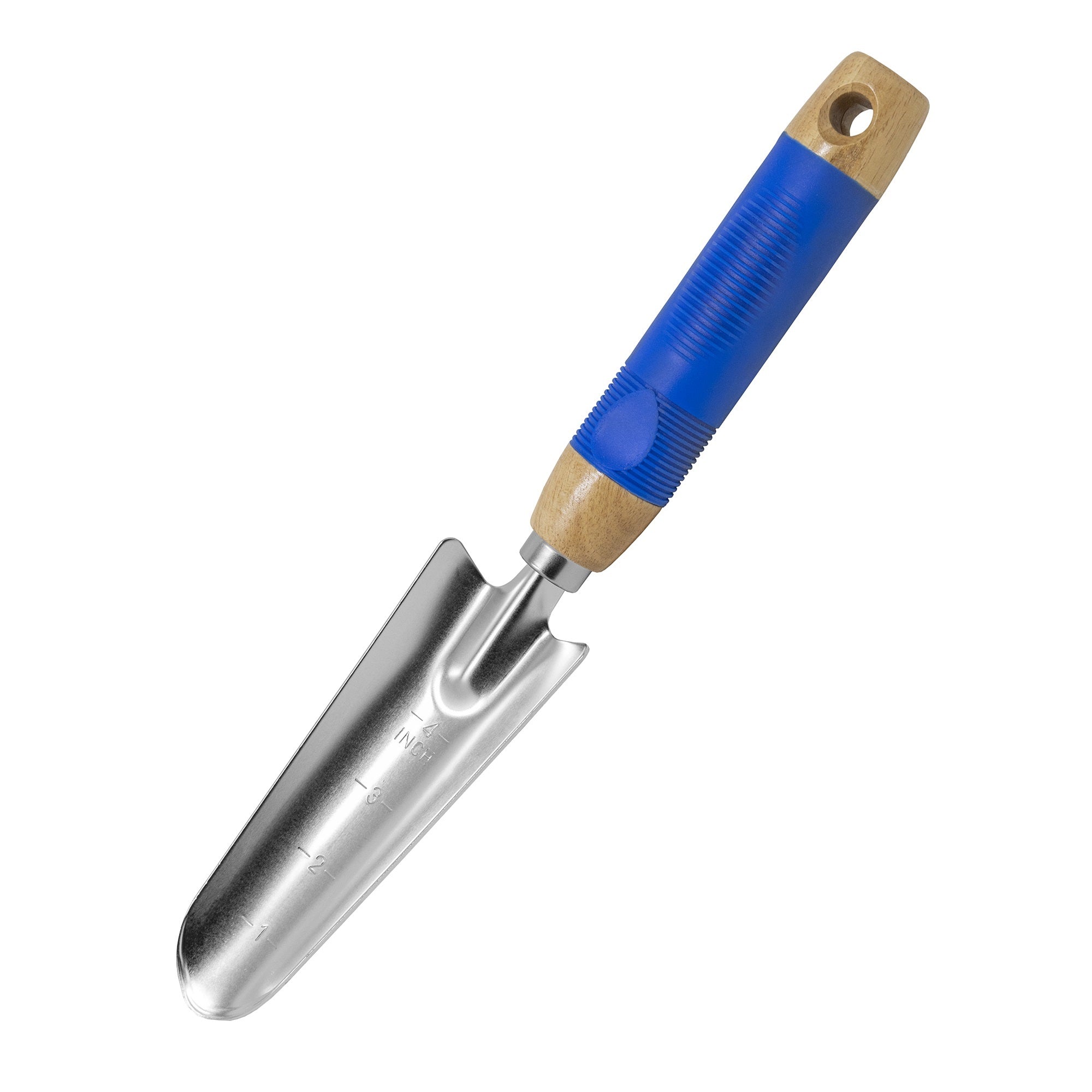 Gardener Select Steel Transplanter Tool with Blue Rubber Handle, 10"