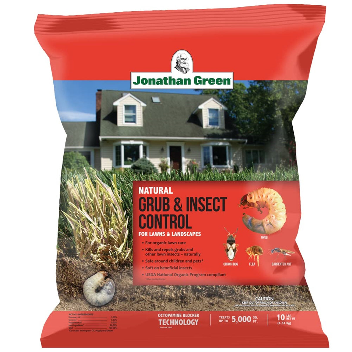 Jonathan Green Natural Grub & Insect Control for Lawns, 10lb, Covers 5,000 sq ft