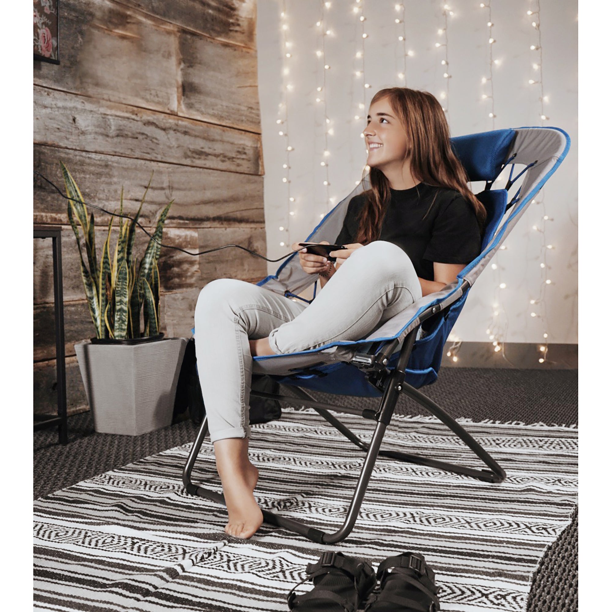 Zenithen Foldable Rectangular Air Mesh Outdoor Bungee Chair