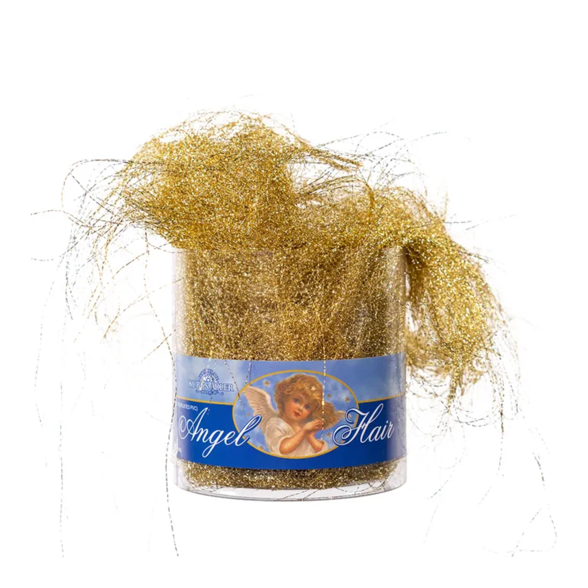 Kurt Adler Electroplated Angel Hair Tinsel Strands, Shimmering Gold, 15G