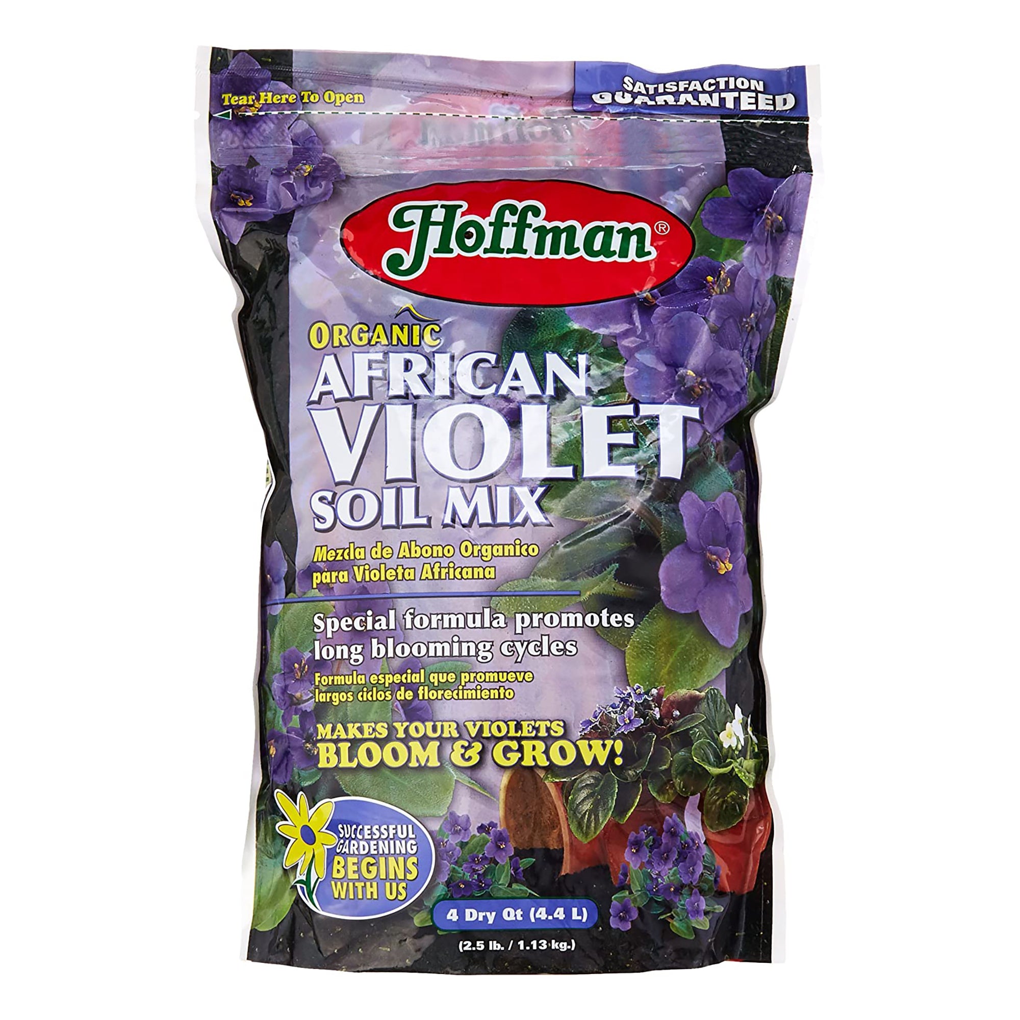 Hoffman Organic African Violet Soil Mix — Promotes Long Blooms & Healthy Growth — 4qt