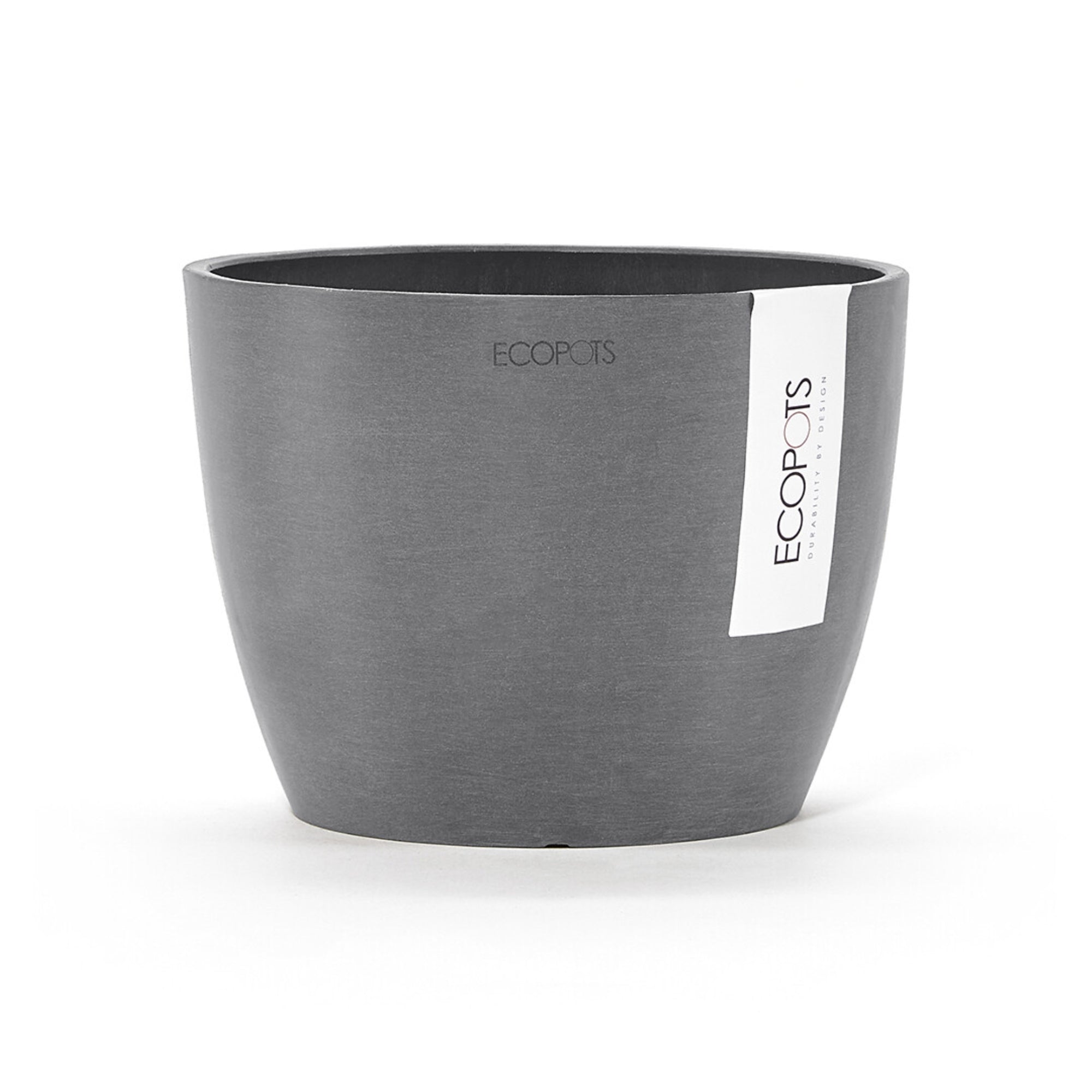 Ecopots Stockholm Mini Durable Modern Round Indoor/Outdoor Recycled-Based Composite Flower Pot Planter, 6"