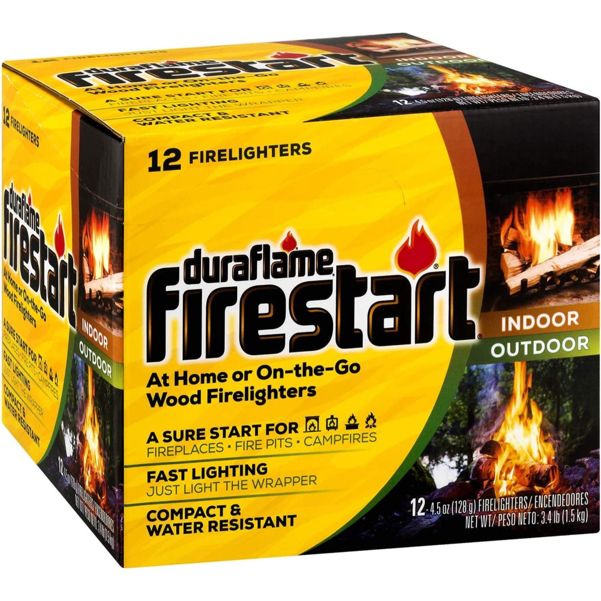 Duraflame 4.5oz Firestart Firelighters — Indoor & Outdoor, Compact, Fast Lighting (Pack of 12)