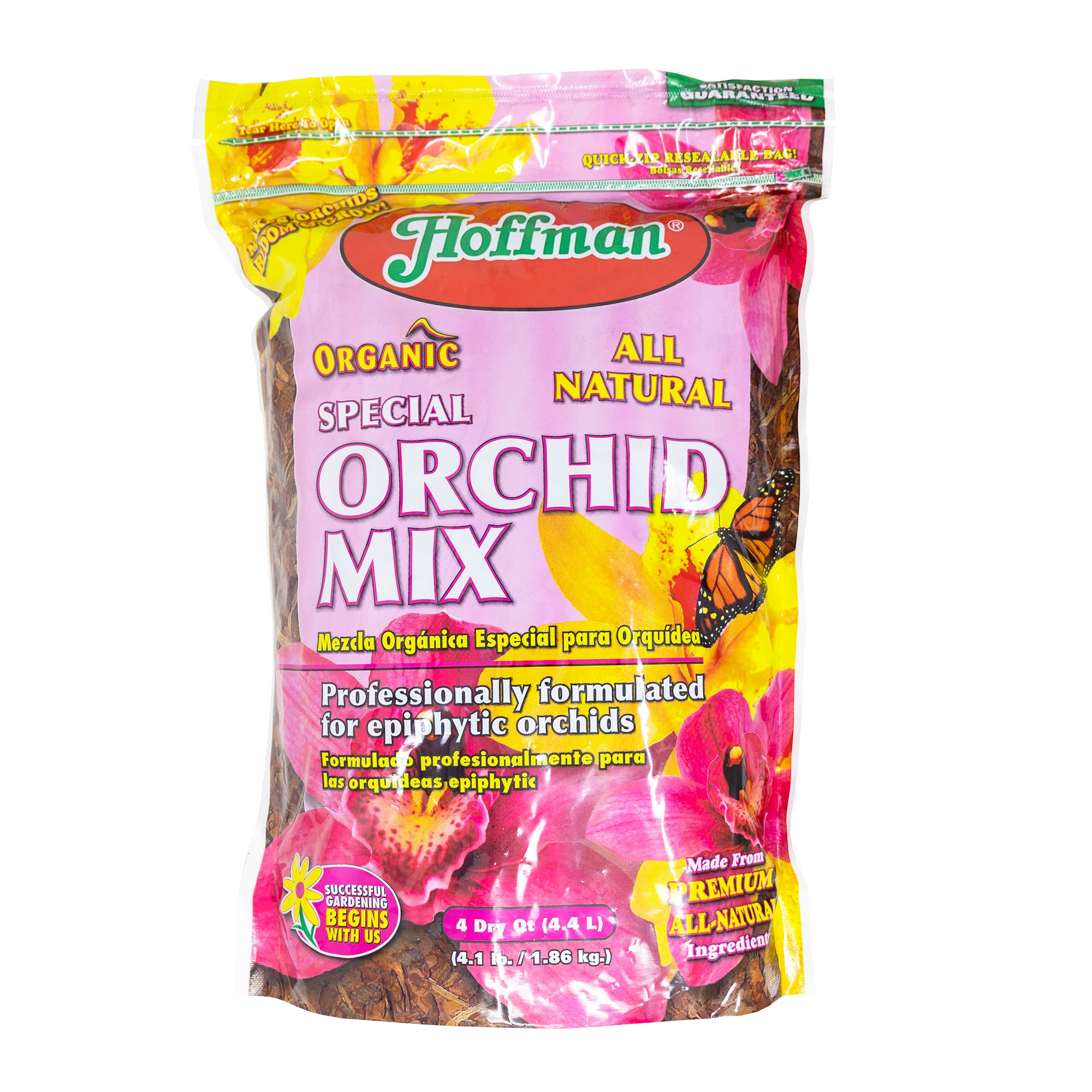 Hoffman Organic All-Natural Pre-Mixed Special Orchid Potting Mix for Better Blooms in Epiphytic Orchids, 4qt