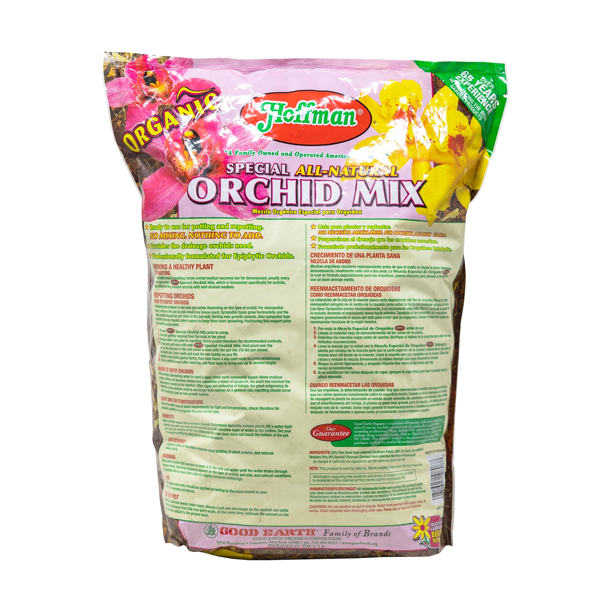 Hoffman Organic All-Natural Pre-Mixed Special Orchid Potting Mix for Better Blooms in Epiphytic Orchids, 8qt