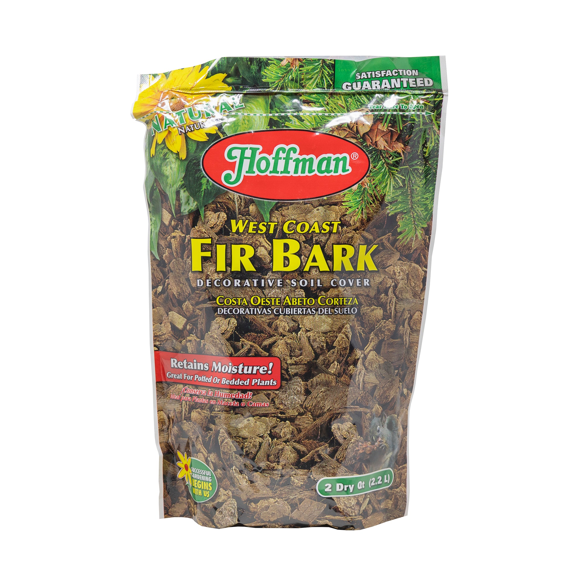 Hoffman West Coast Fir Bark Decorative Moisture Retaining Soil Cover for Potted or Bedded Plants, 2qt