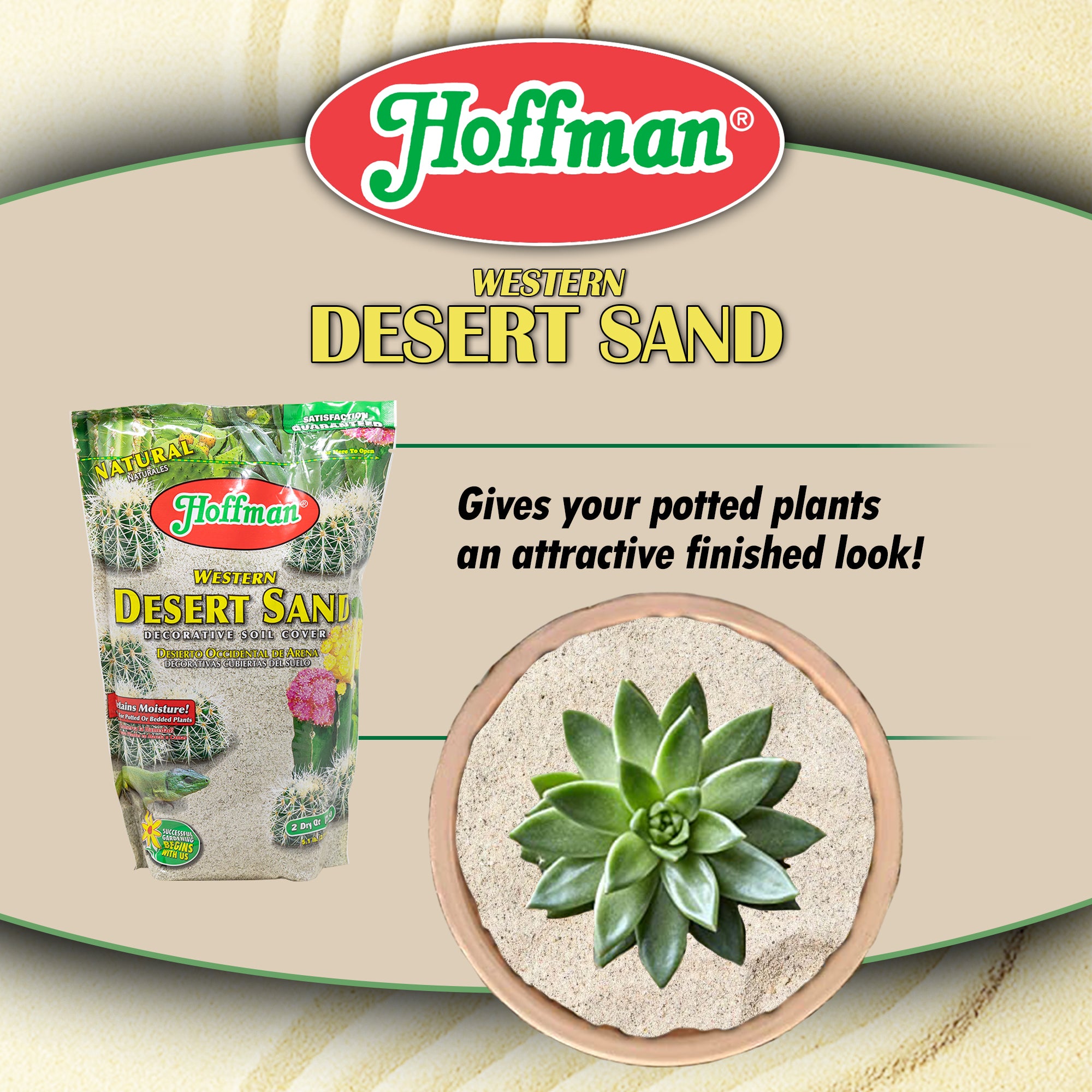 Hoffman Western Desert Sand Decorative Soil Cover for Potted or Bedded Plants, 2 Dry Quarts