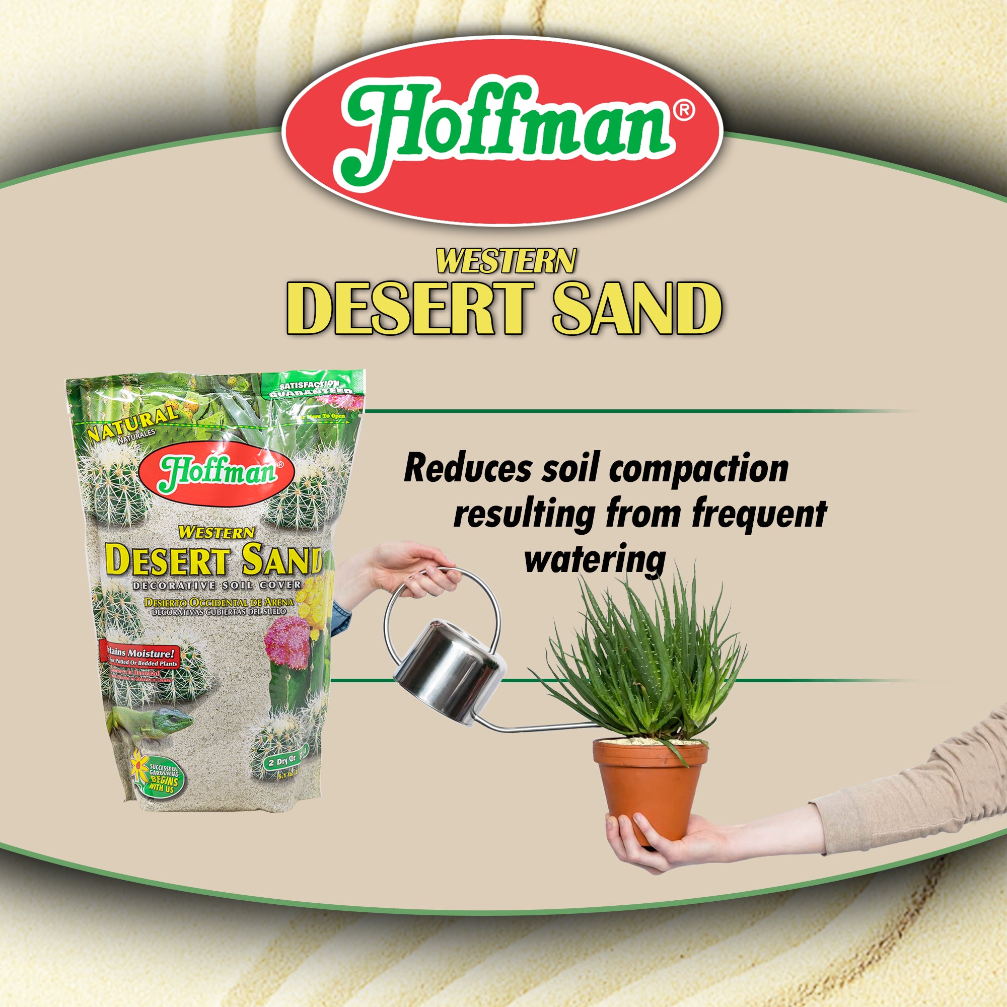 Hoffman Western Desert Sand Decorative Soil Cover for Potted or Bedded Plants, 2 Dry Quarts