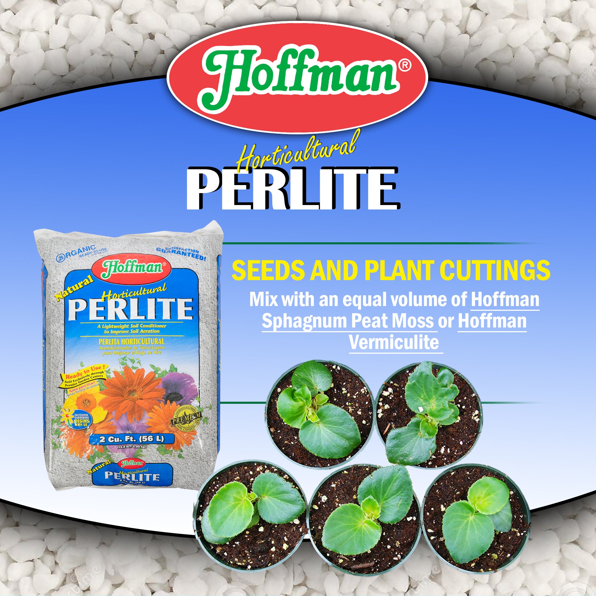 Hoffman Horticultural Natural Perlite Lightweight Soil Conditioner to Improve Aeration, 2 cu ft