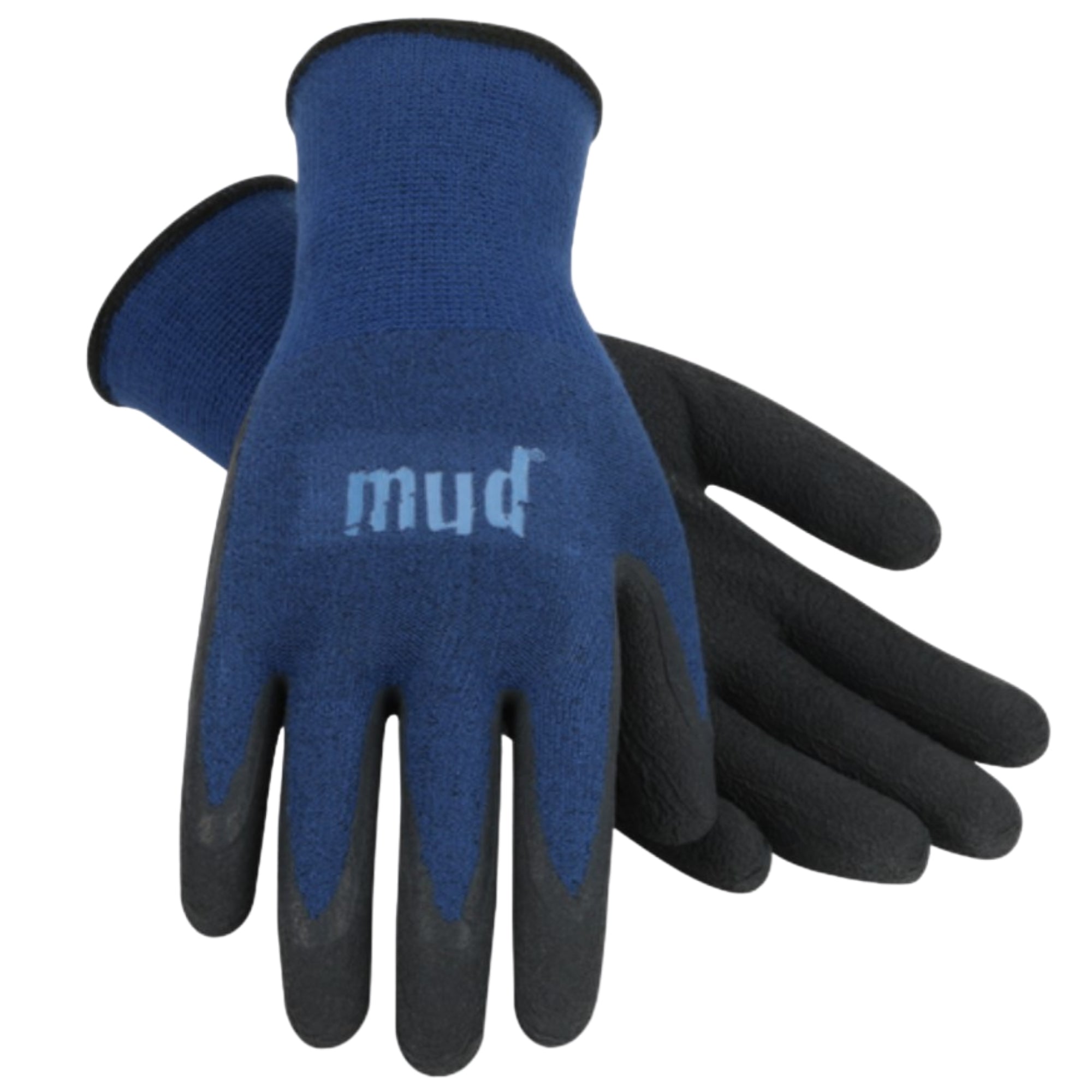Mud Bamboo Flex Mud Polyurethane/Nitrile Coated Palm Gloves, Blue, Medium/Large