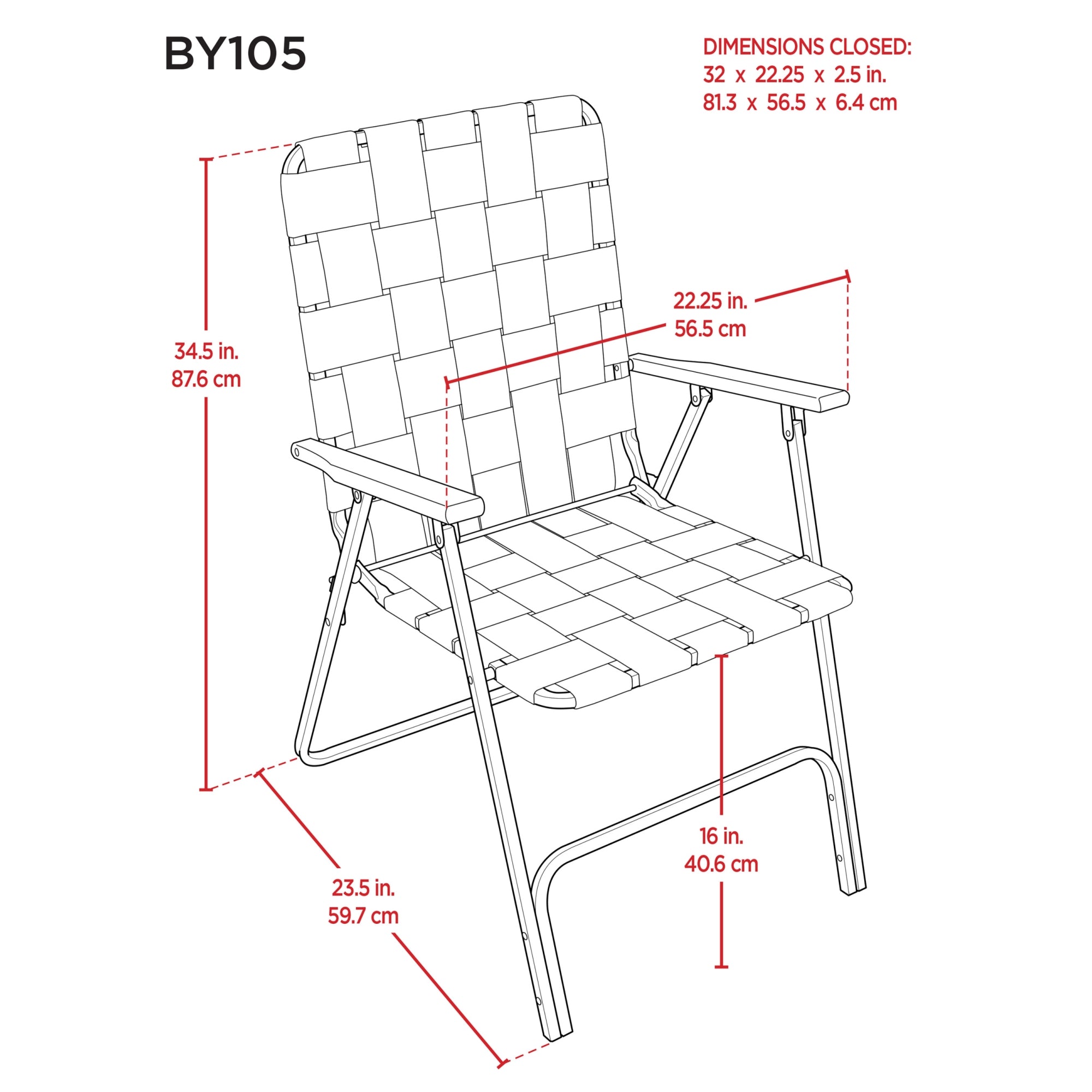 Garden Elements Steel Frame Outdoor Folding Patio/Camping Chair with Woven Seat & Wooden Arm Rests (Pack of 2)