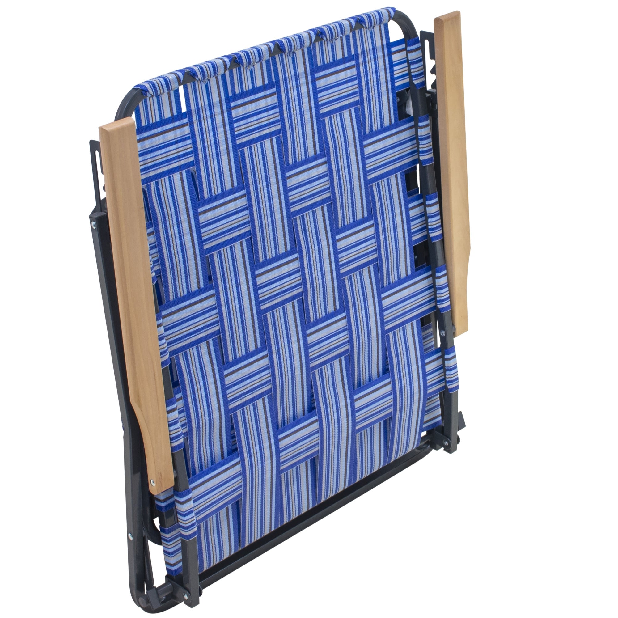 Garden Elements Steel Frame Outdoor Folding Patio/Camping Chair with Woven Seat & Wooden Arm Rests (Pack of 2)