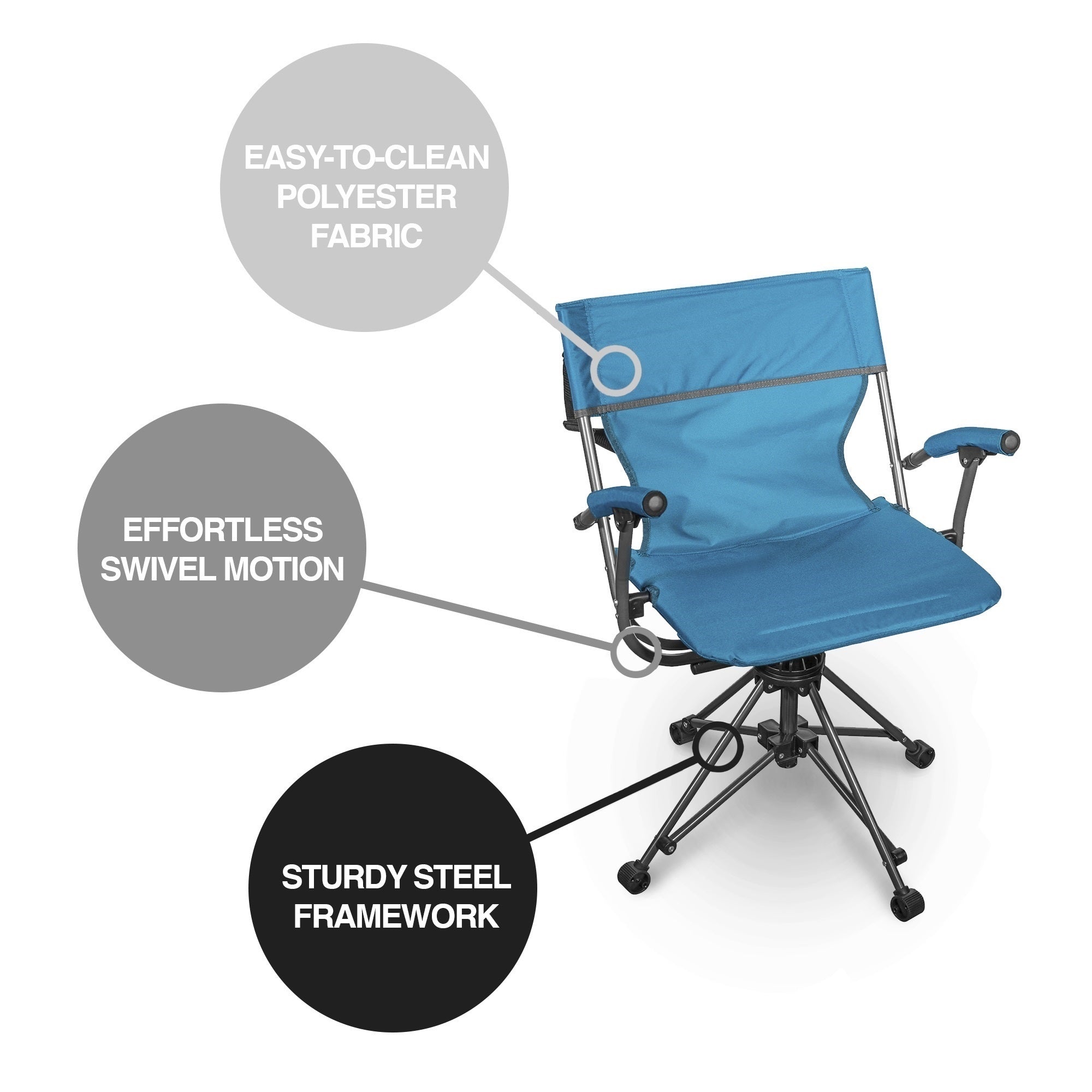 Zenithen Outdoor 360 Degree Portable Lawn Swivel Camping Chair w/ Arms