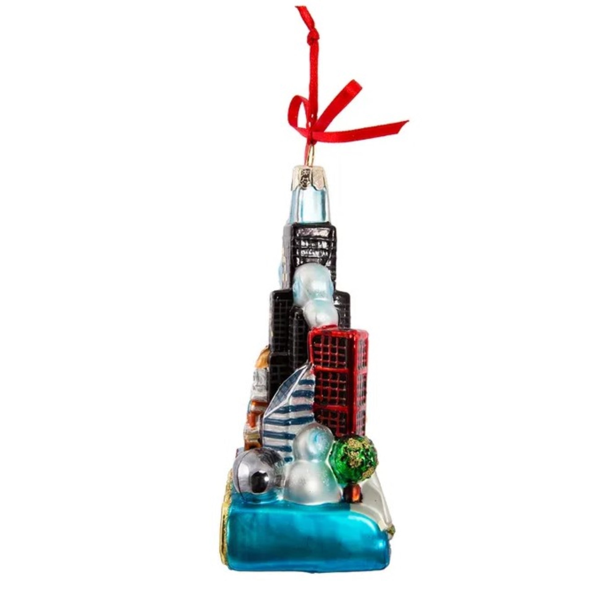 Kurt Adler Chicago Glass Christmas Decoration Ornament, 5"