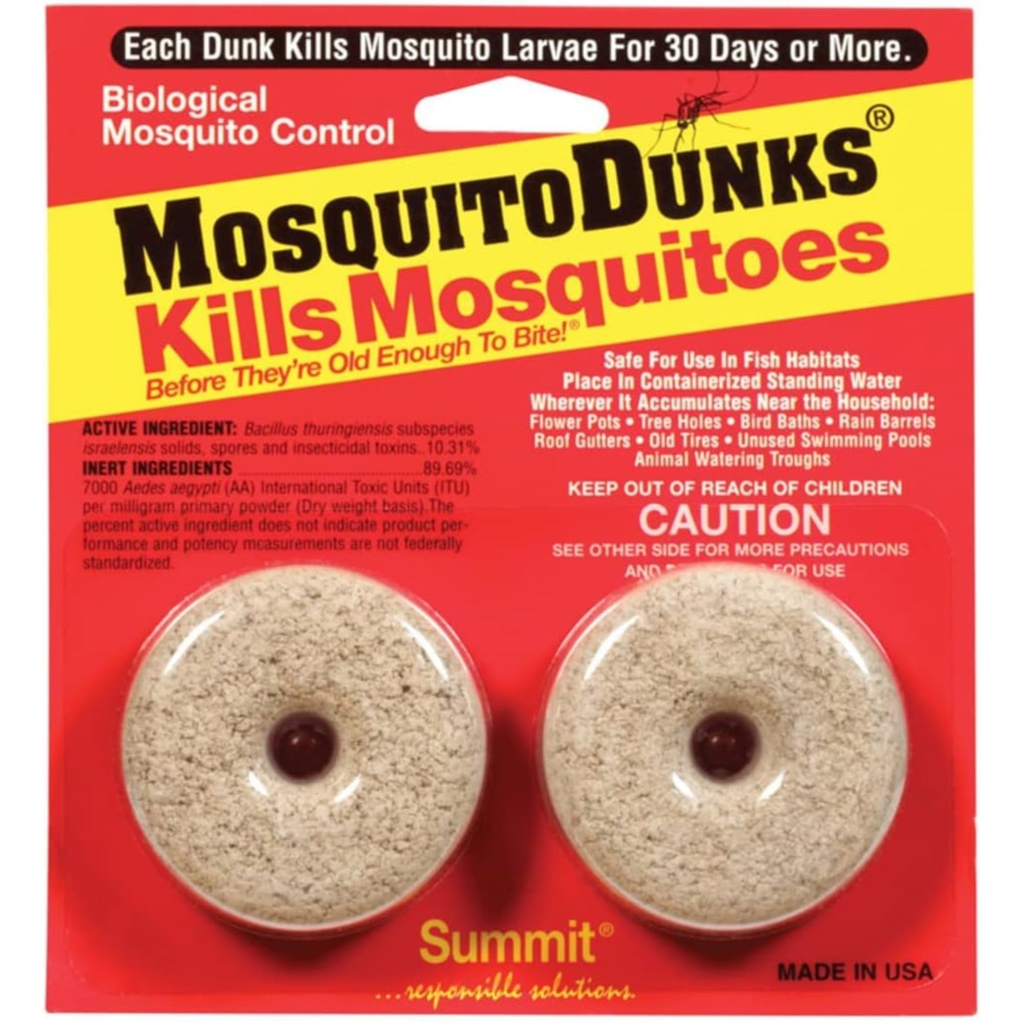 Summit Mosquito Dunks, Pack of 2 - Biological Larvae Control for Standing Water