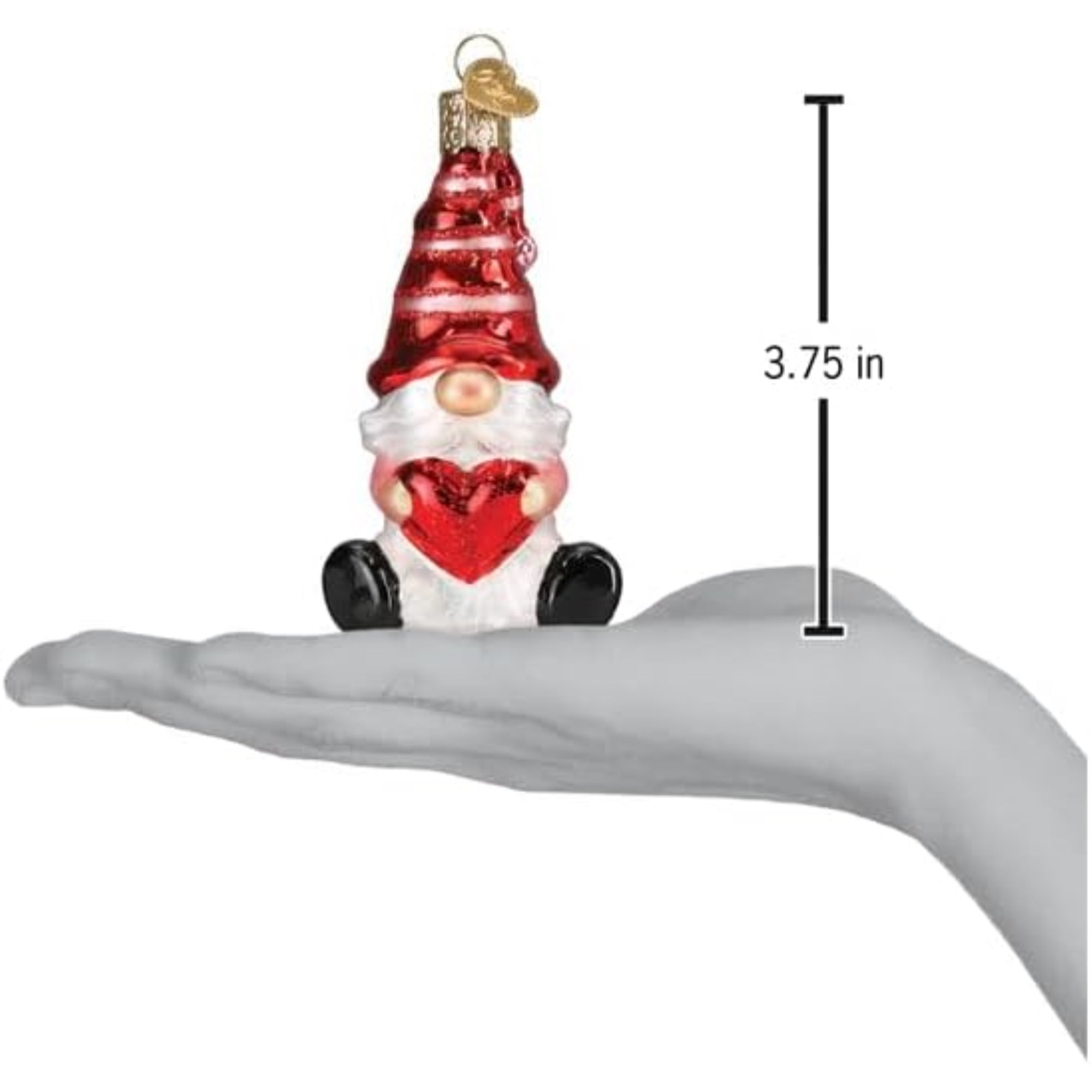 Old World Christmas Blown Glass Ornament for Christmas Tree, Valentine Gnome (with OWC Gift Box)