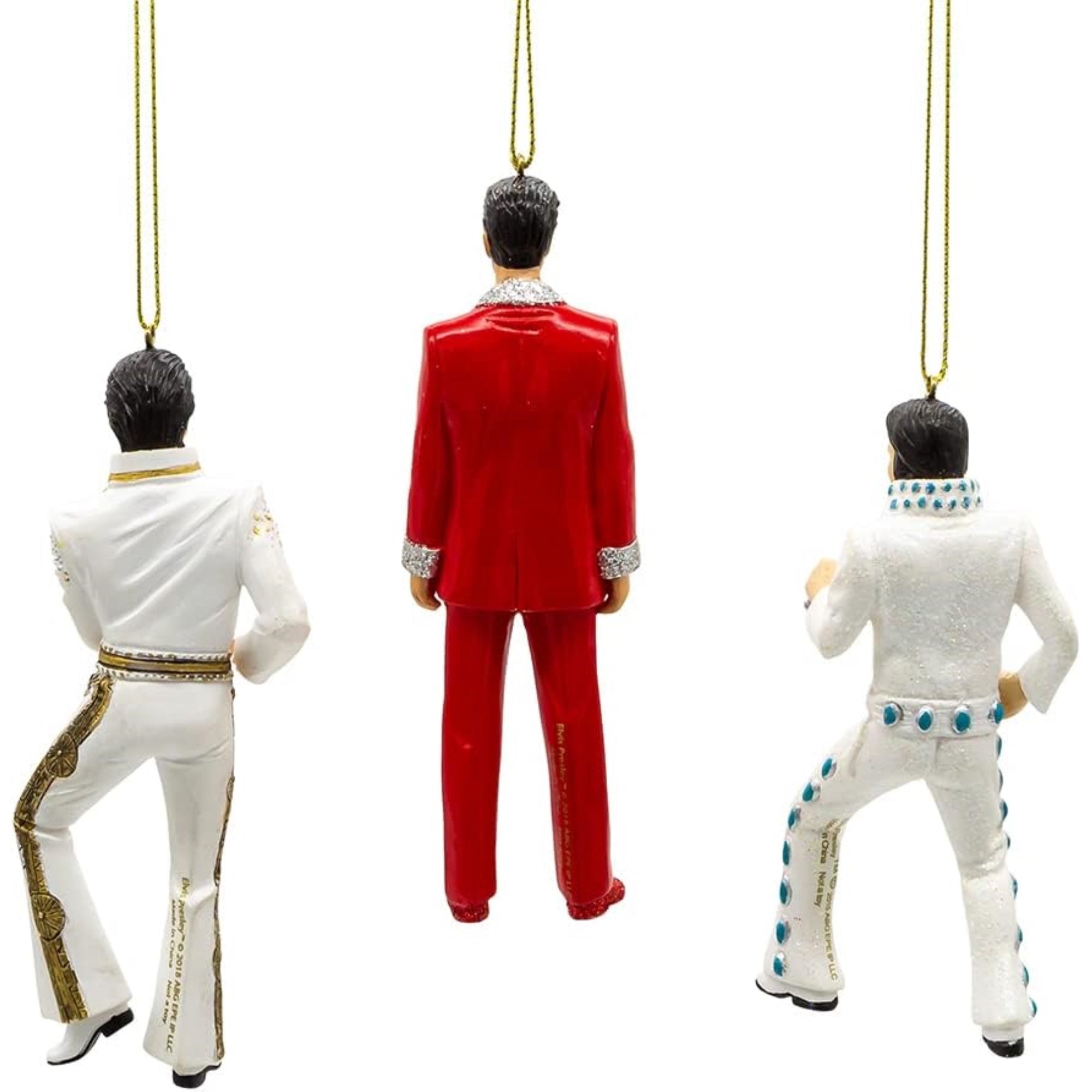 Kurt Adler Resin Hanging Christmas Ornaments, Elvis Iconic Poses, 5" (3-Piece Set)
