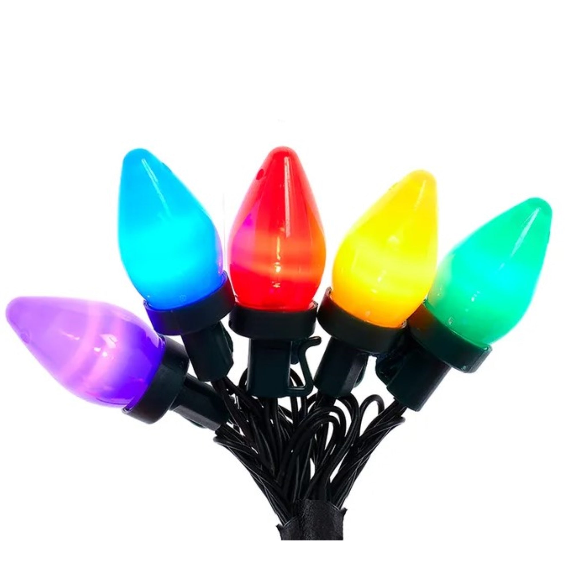 Kurt Adler Indoor & Outdoor 100-Light C7 Multicolor LED String Lights with 8 Light Settings – 41.25’ Lighted Length