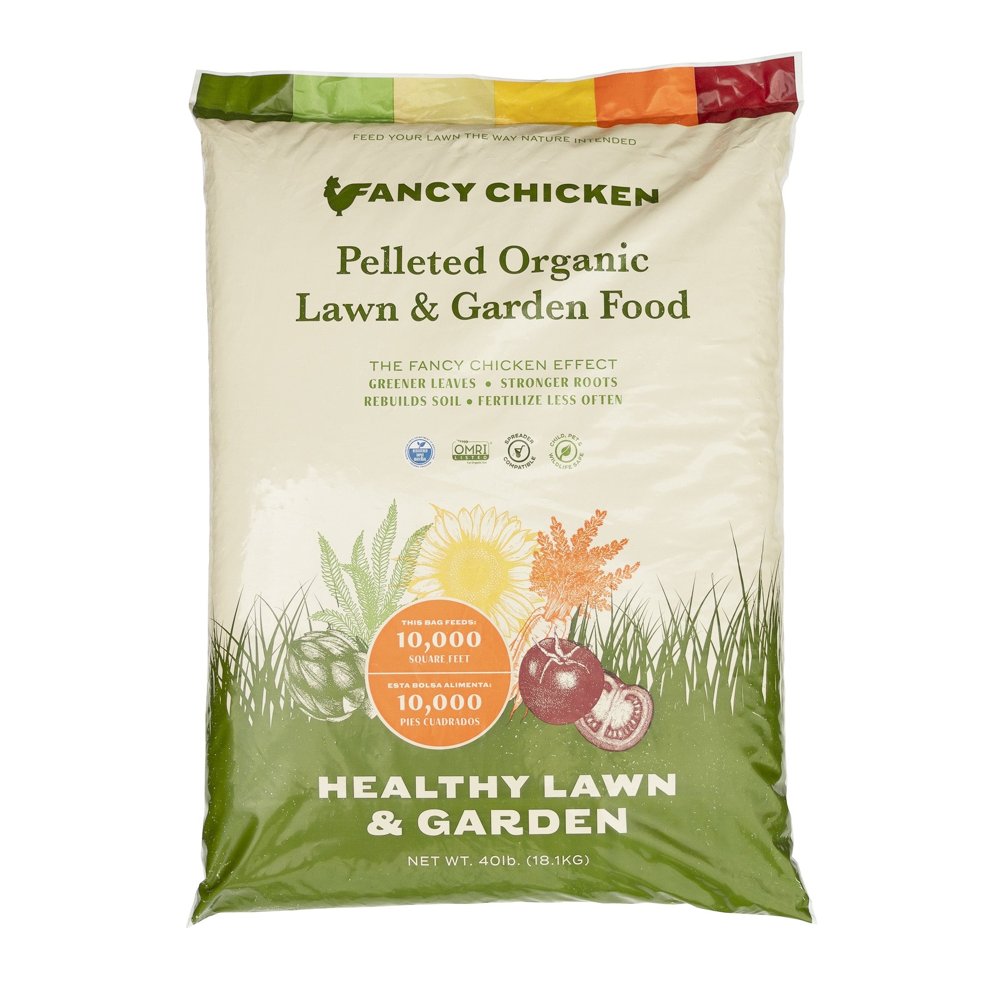 Fancy Chicken 4-2.5-2 Pelleted Organic Poultry Manure Lawn & Garden Food Fertilizer, OMRI Listed, USDA Organic, 40lb