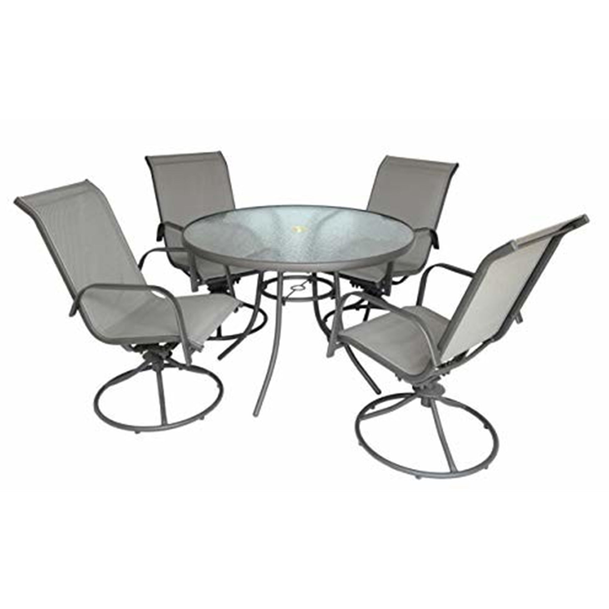 Courtyard Creations Sienna Outdoor Collection 5 Piece Patio Set, Glass Top Steel Table and 4 Chairs (Gray)