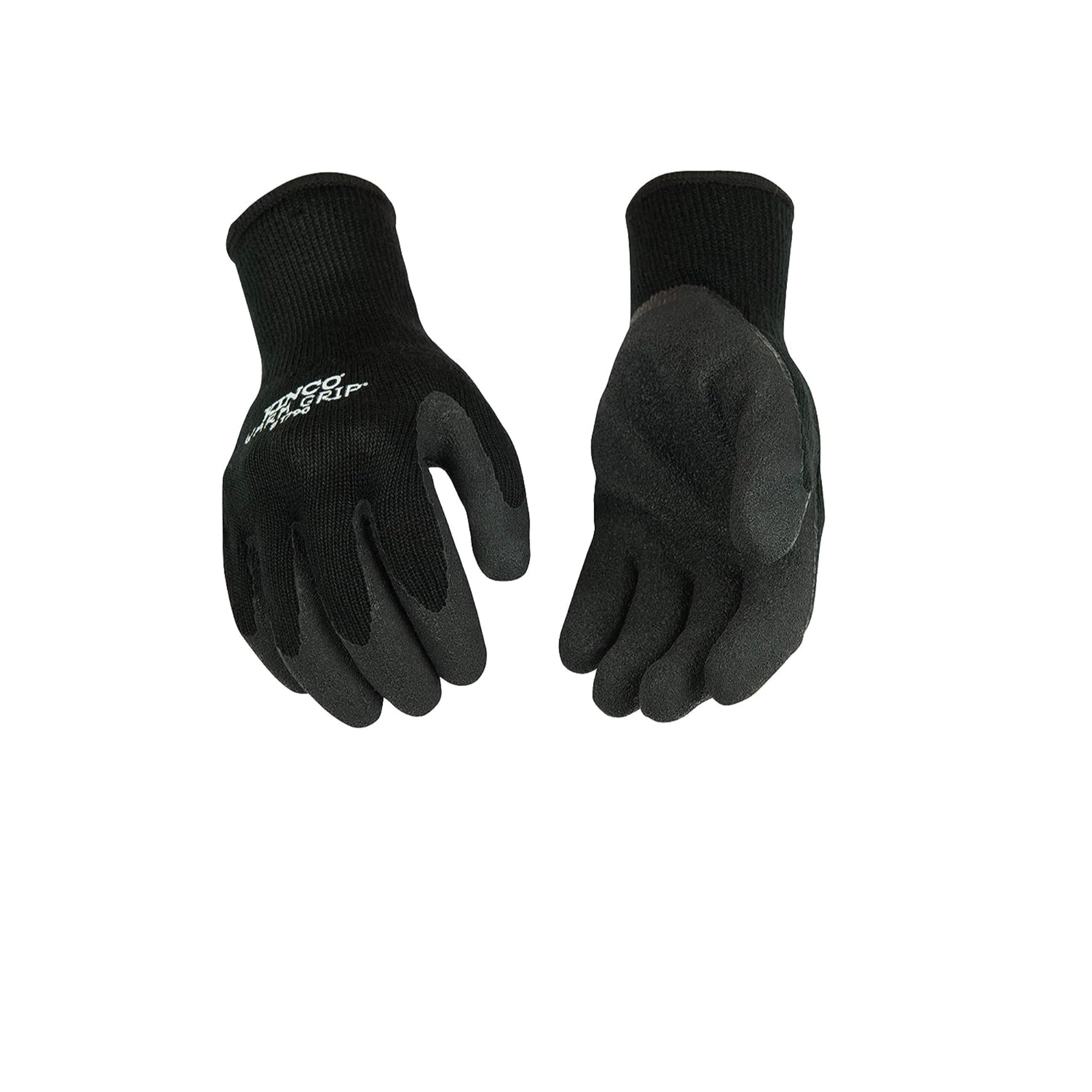 Kinco Thermal Knit Shell & Latex Palm Work Gloves, Black/Gray, XL