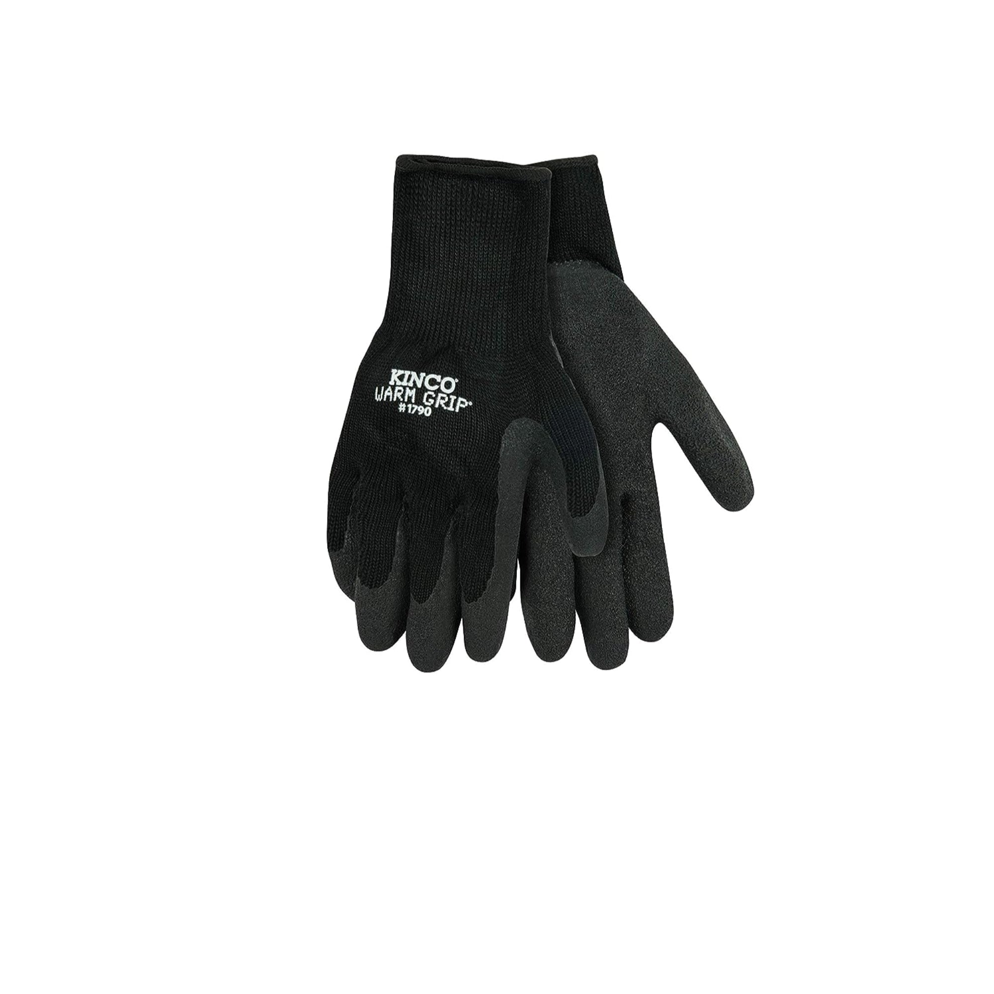 Kinco Thermal Knit Shell & Latex Palm Work Gloves, Black/Gray, XL