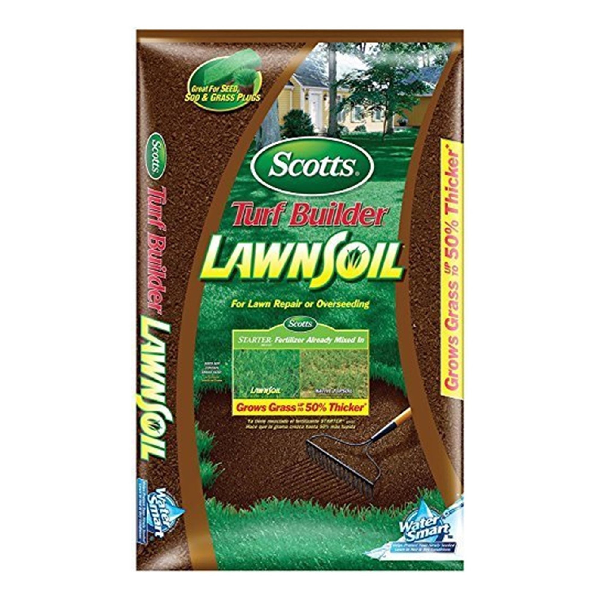 Scotts Turf Builder LawnSoil with Water Smart for Lawn Repair and Overseeding, 1cu ft