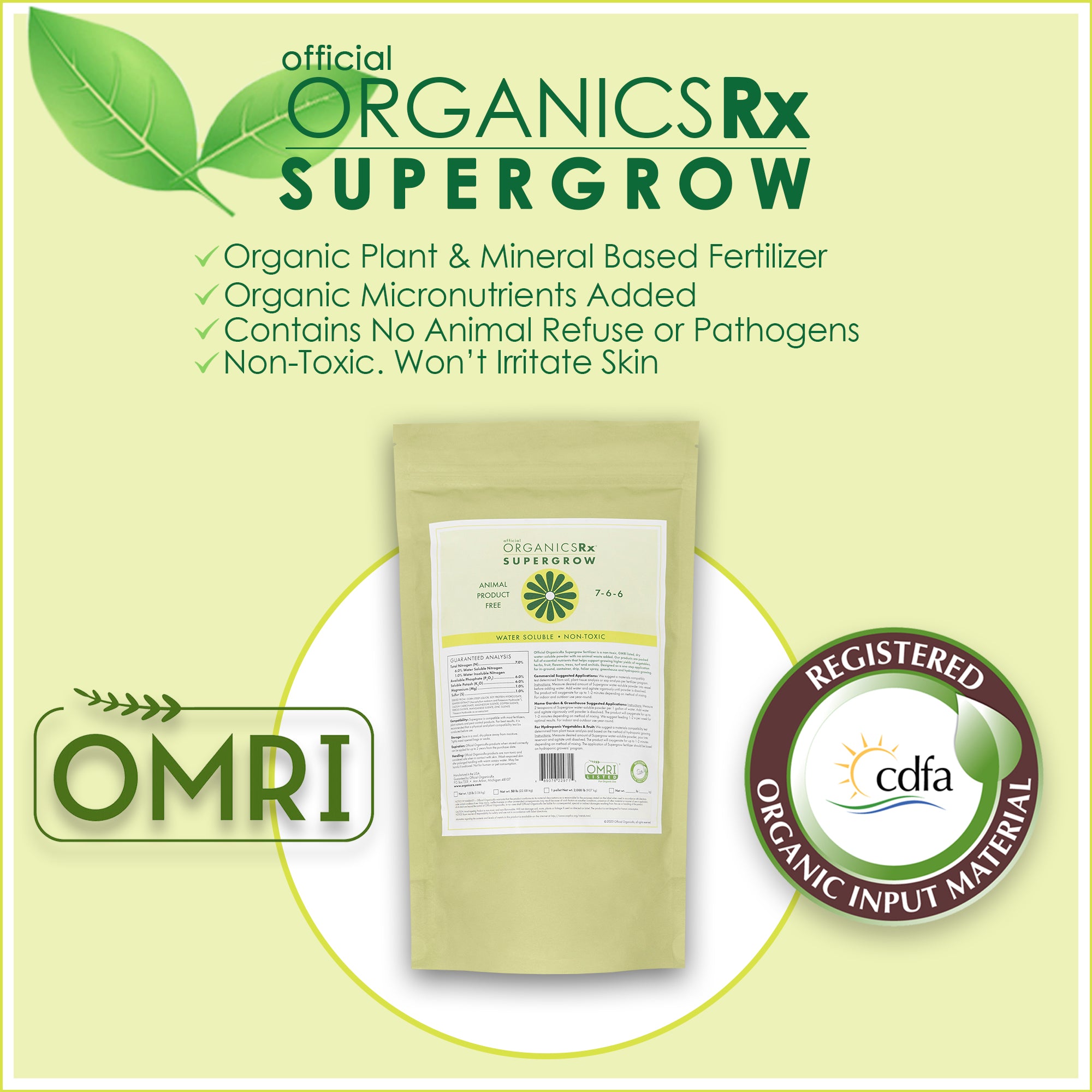 Official OrganicsRx Supergrow 7-6-6 Fertilizer Powder for Garden Plants