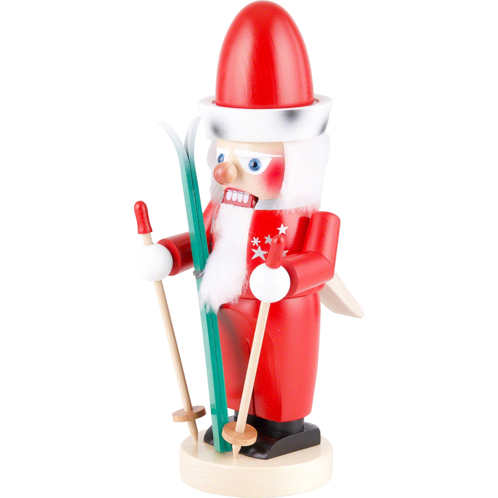 Steinbach Chubby Nutcracker Collection, Wooden Skiing Santa, 12.5"