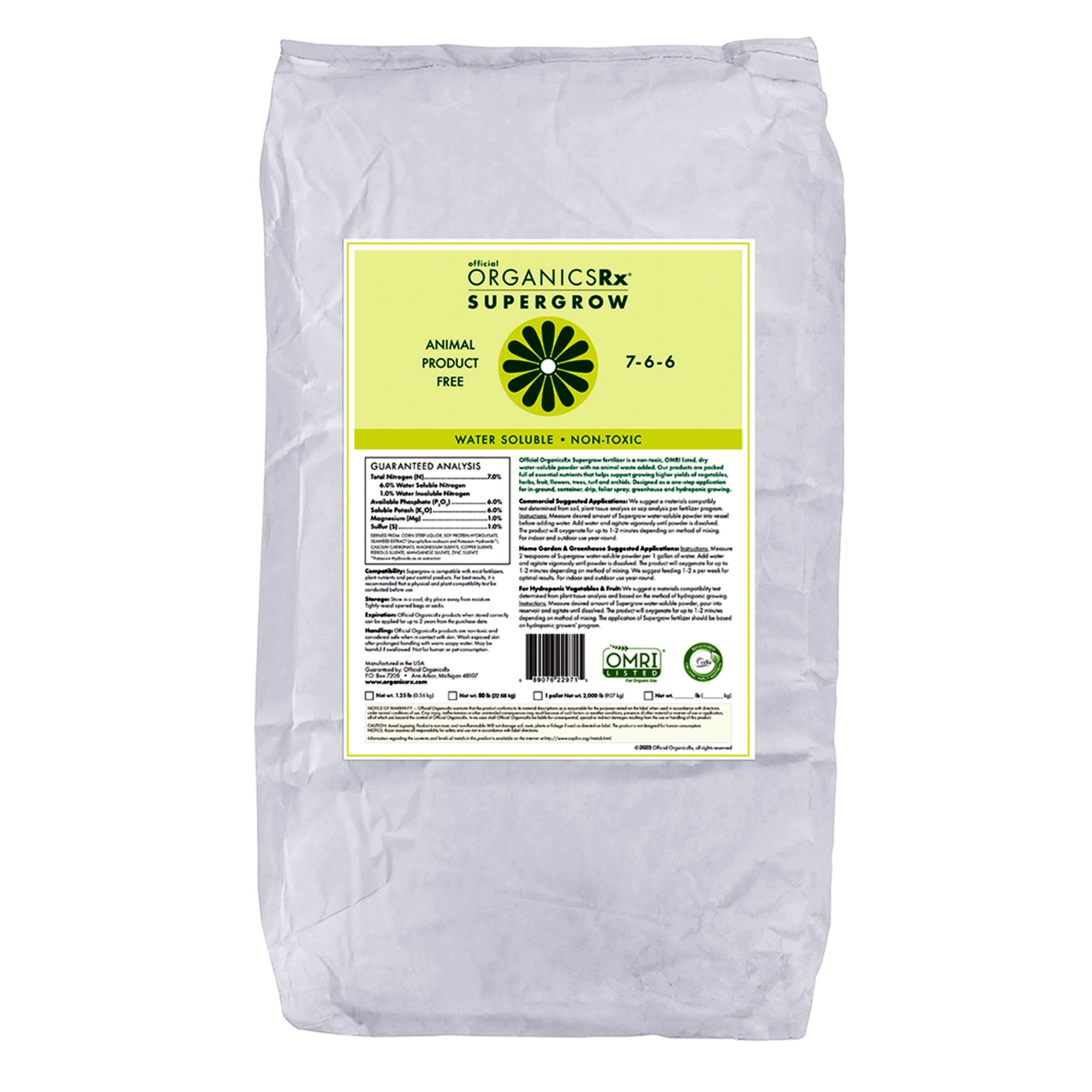 Official OrganicsRx Supergrow 7-6-6 Fertilizer Powder for Garden Plants