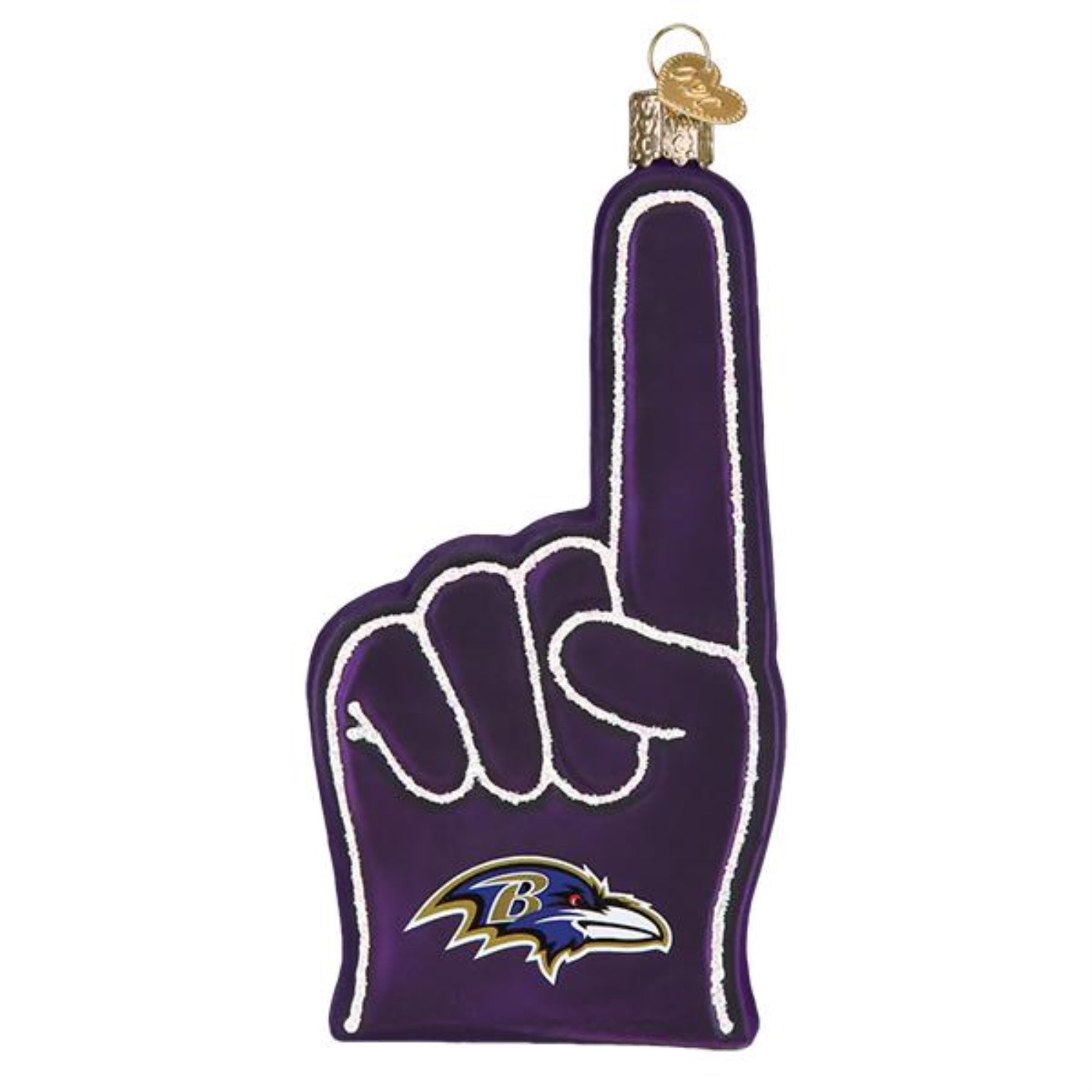 Old World Christmas Blown Glass Ornament for Christmas Tree, Baltimore Ravens Foam Finger