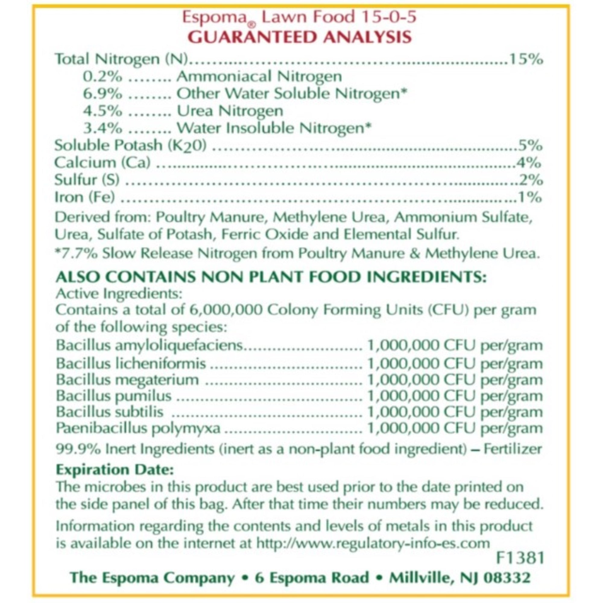 Espoma 15-0-5 All-Purpose Lawn Food with Bio-tone for All Seasons, 40lbs