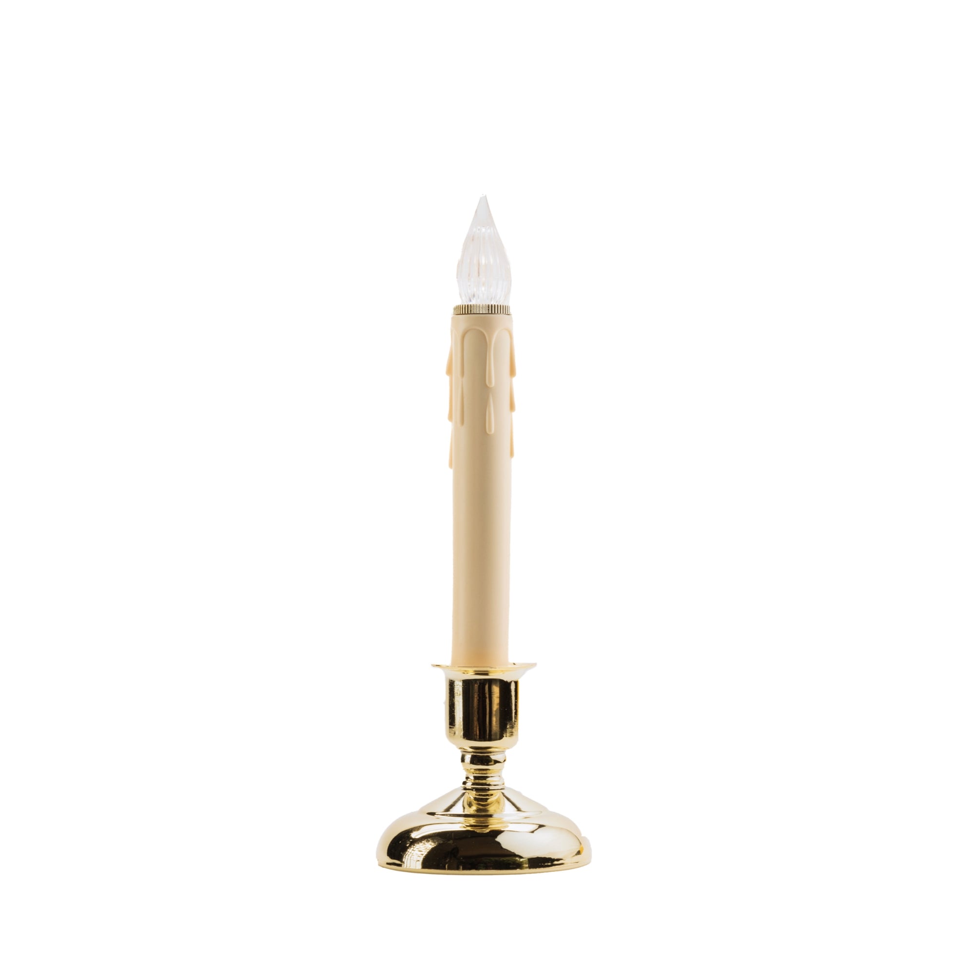IMC Cape Cod B/O LED Window Candle w/ Timer, Wax Drip, Brass, 9", Pack of 4