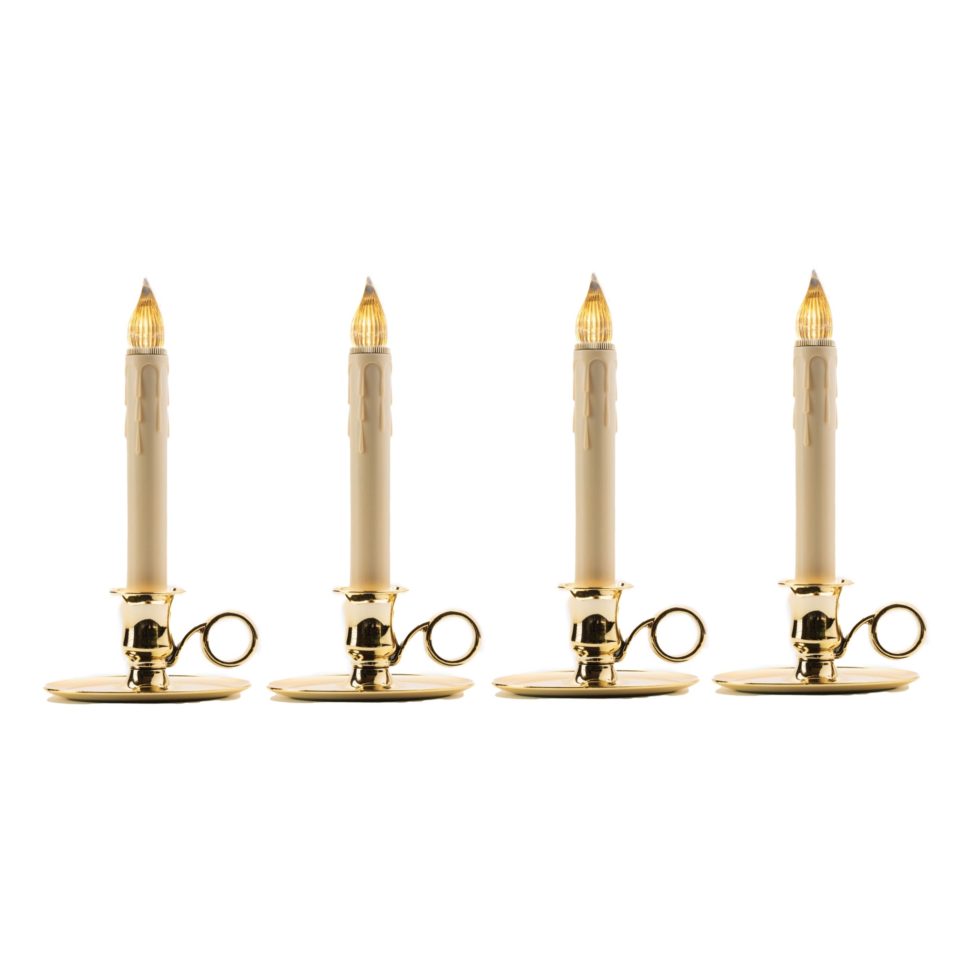 IMC Williamsburg B/O LED Candle with On/Off Sensor, Wax Drip, Brass, 9", Pack of 4