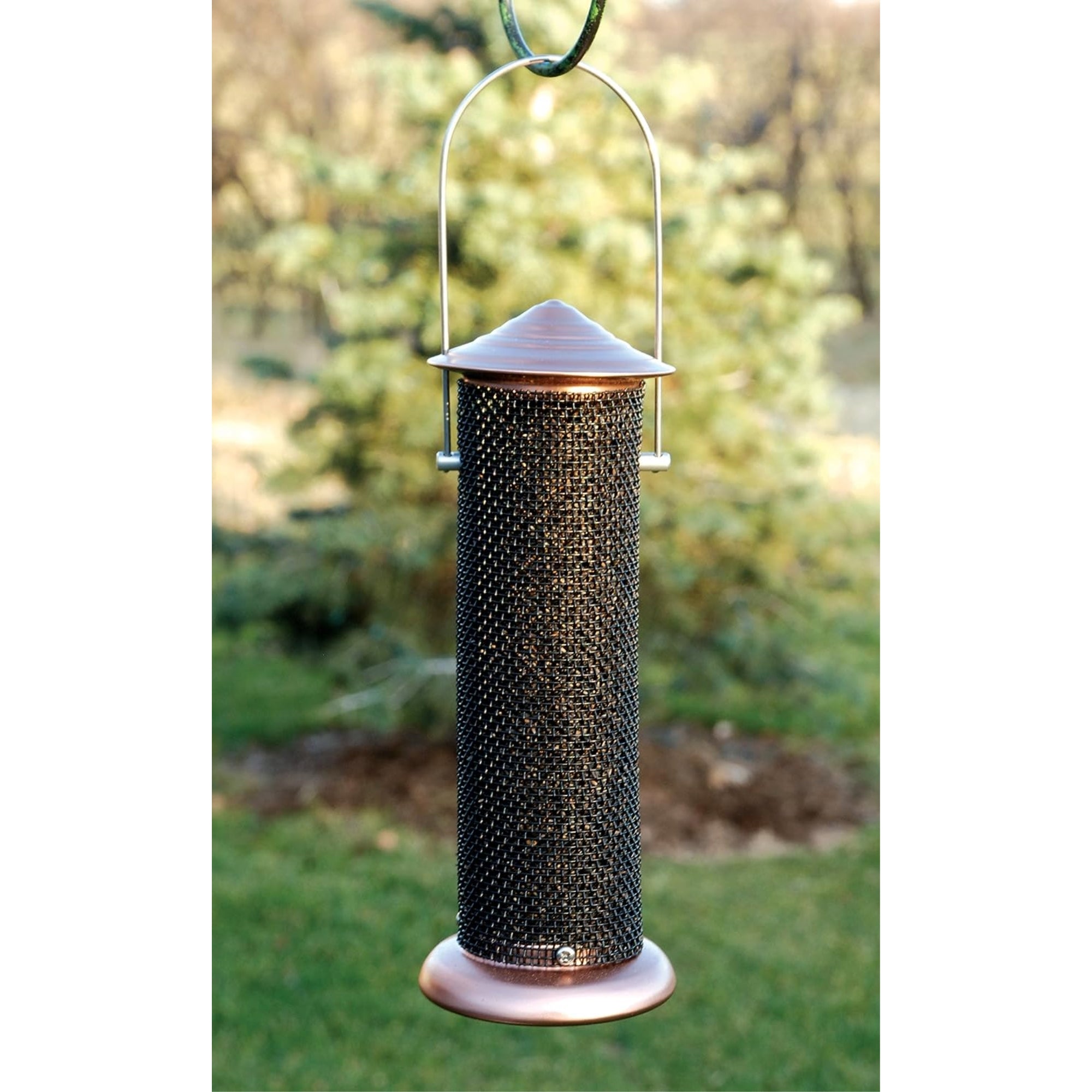Woodlink Coppertop Copper Mini Tube Wild Bird Screen Feeder, 1.5lb Seed Capacity