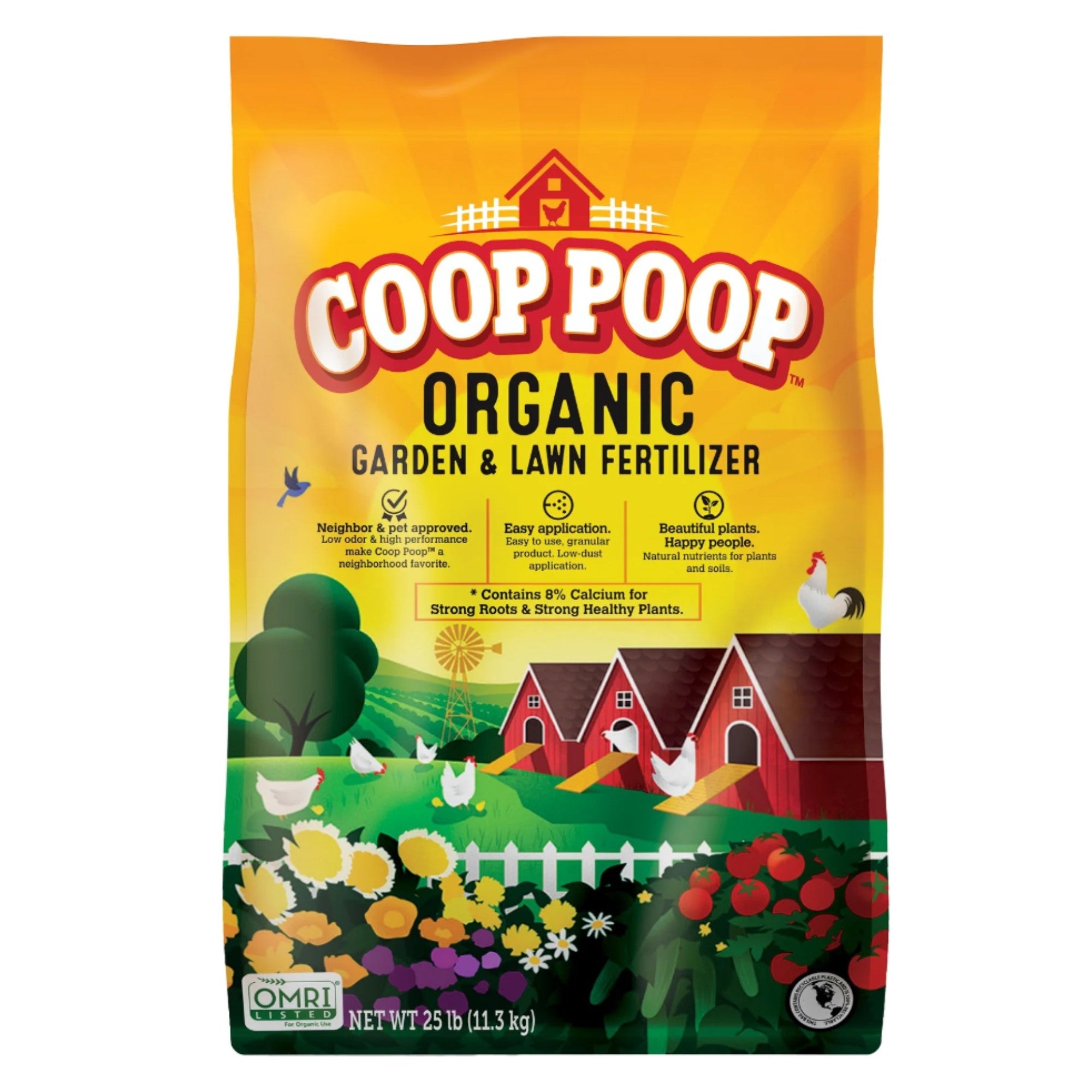 Coop Poop All-Purpose Organic Plant and Lawn Food w/ Slow-Release Nitrogen, 25lb
