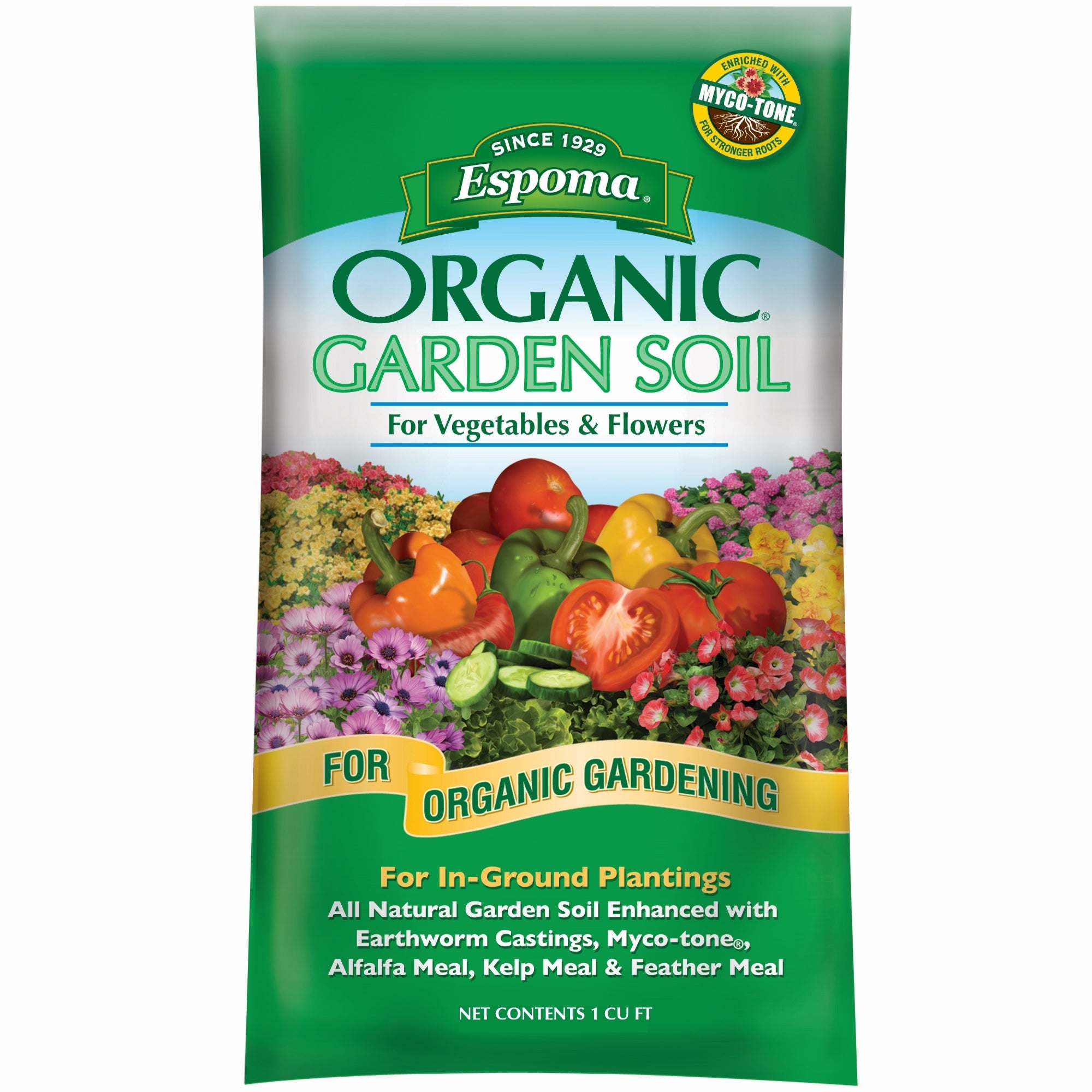 Espoma Organic Garden Soil for Vegetables & Flowers, for In-Ground Plantings, for Organic Gardening, 1 cu ft