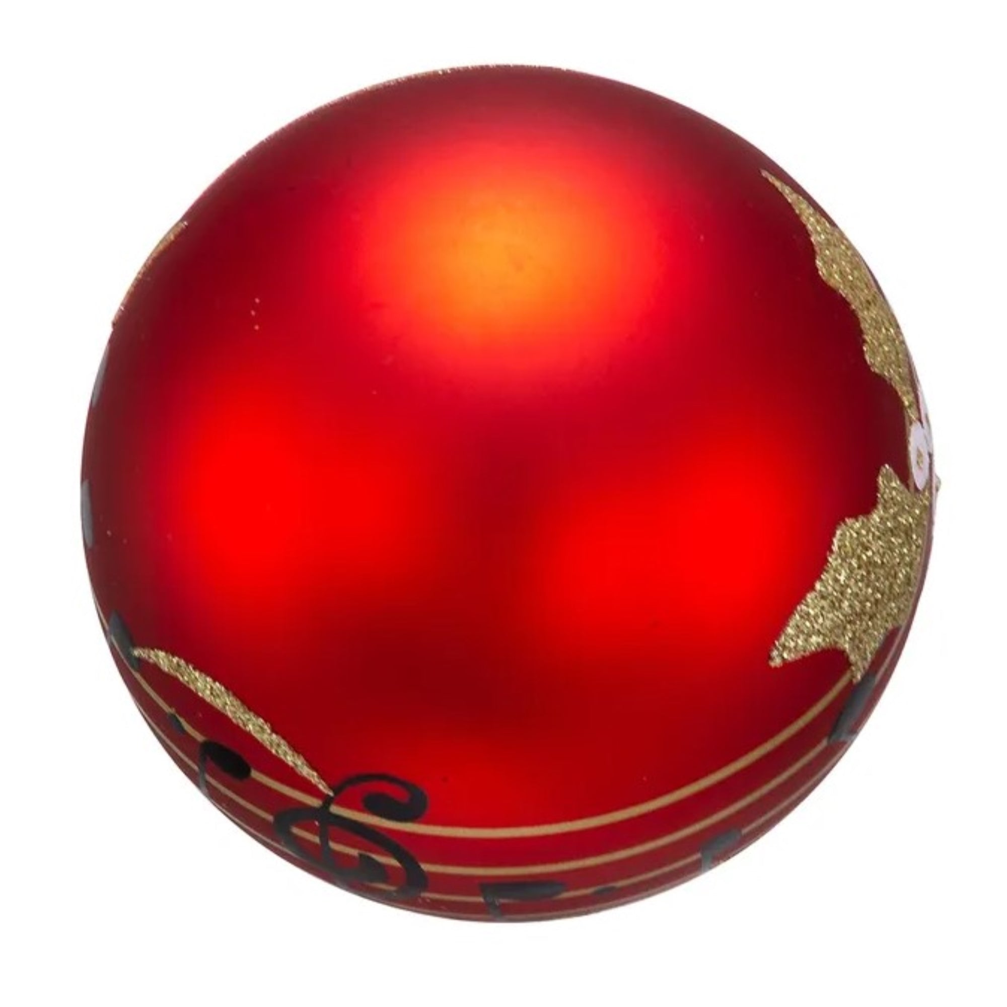 Kurt Adler Glass Ball Ornaments with Music Notes, Red, 6-Piece Set