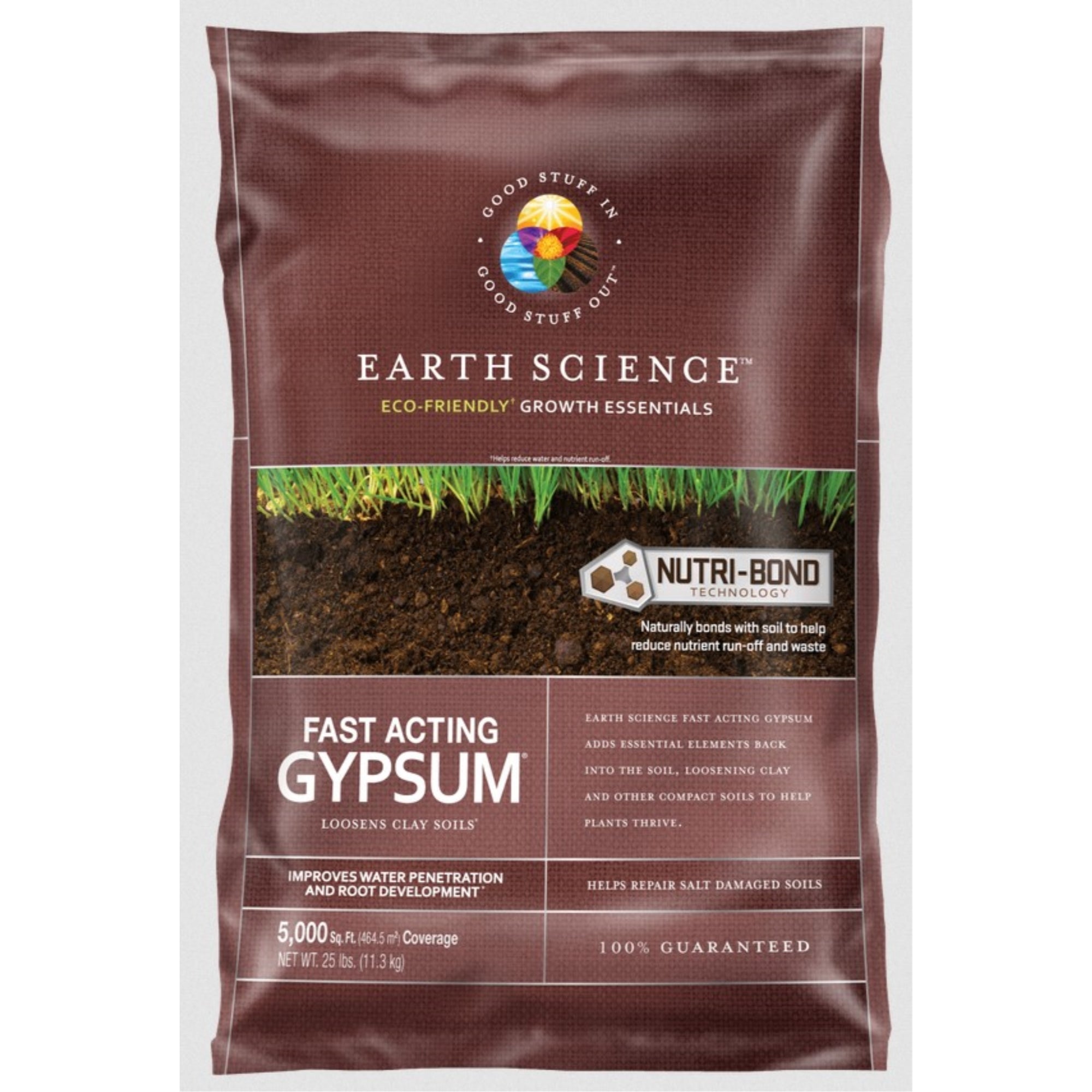 Earth Science Fast Acting Gypsum Loosens Clay Soils, Better Root Development (5,000 sq ft) 25lb