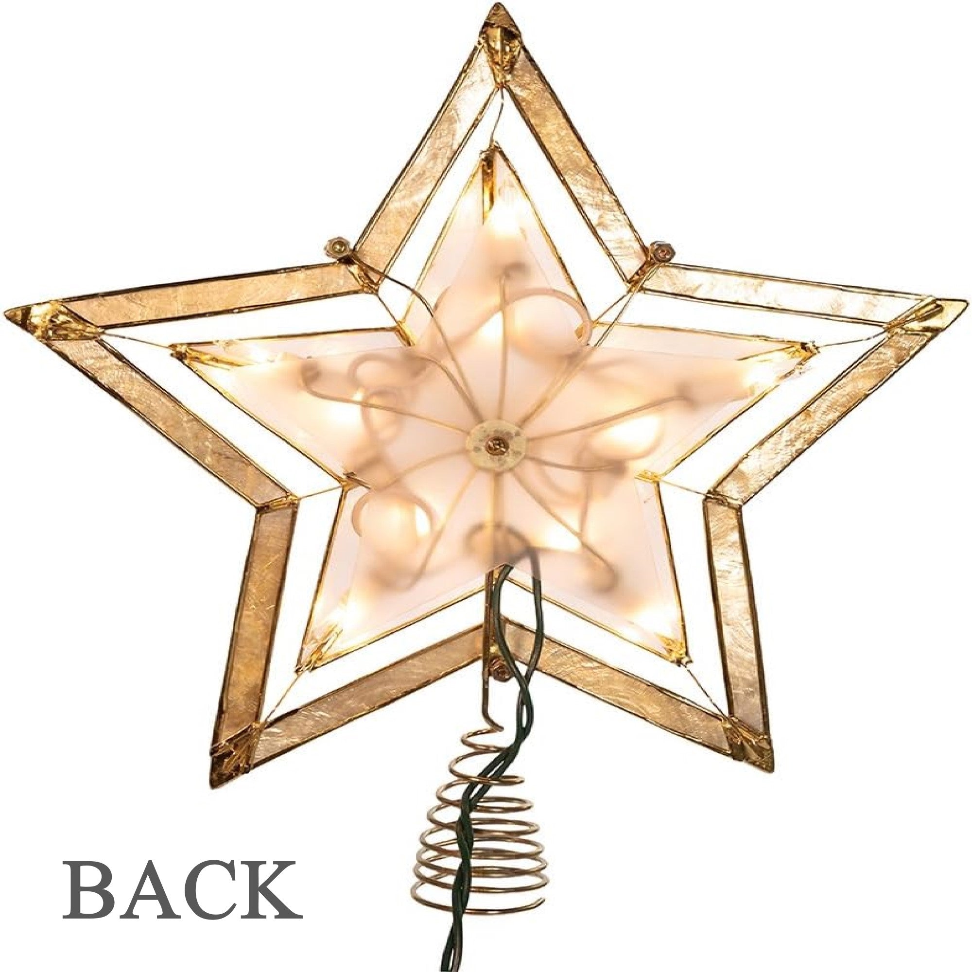 Kurt Adler 5-Point Christmas Star With Smoke Capiz Treetop, 10 inches